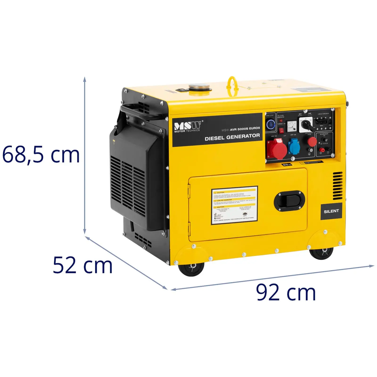 Agregat prądotwórczy Diesel - 4250 / 5000 W - 16 l - 240/400 V - mobilny - AVR - Euro 5