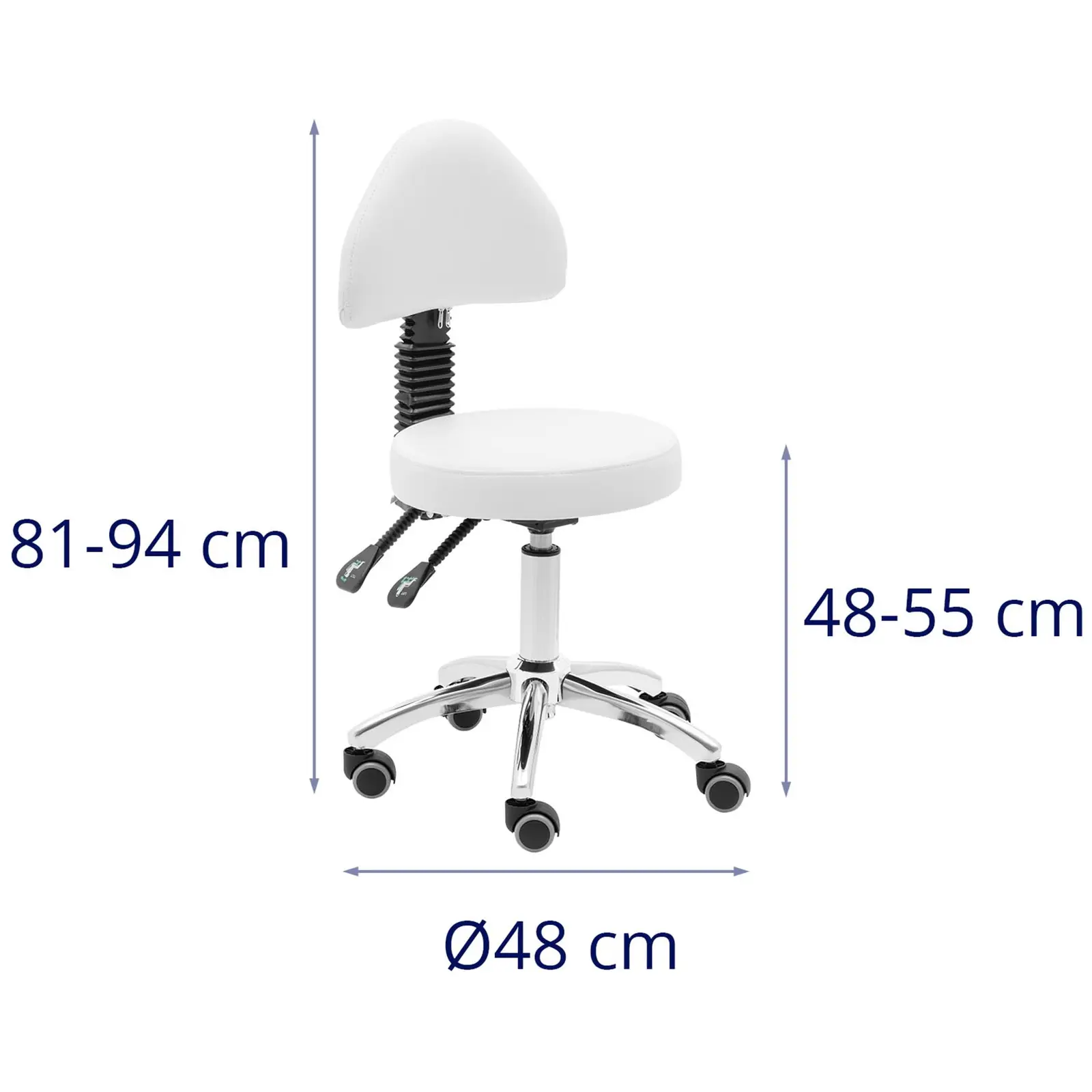 Krzesło kosmetyczne - 48 - 55 cm - 150 kg - białe