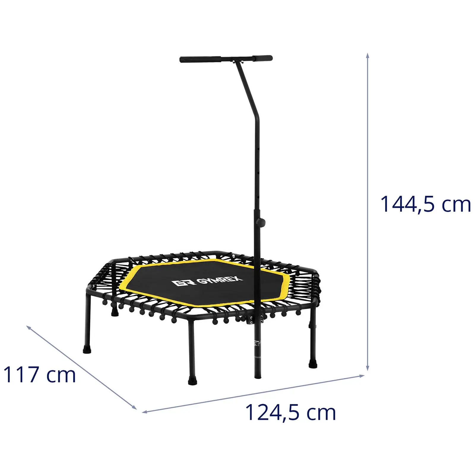 Trampolina z uchwytem - do 100 kg - żółta -124 cm