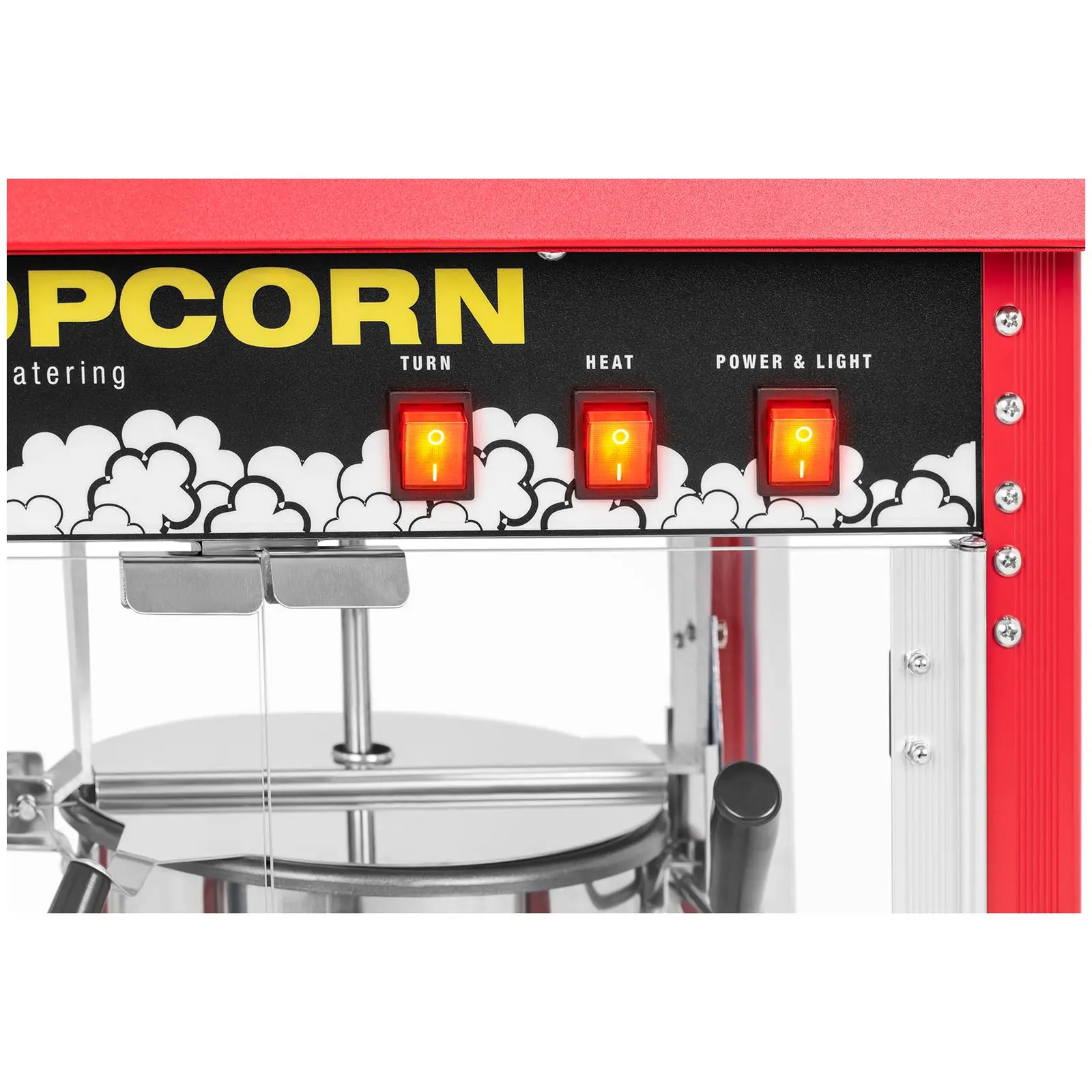 Mała maszyna do popcornu - stal nierdzewna, aluminium, szkło hartowane, powłoka teflonowa 