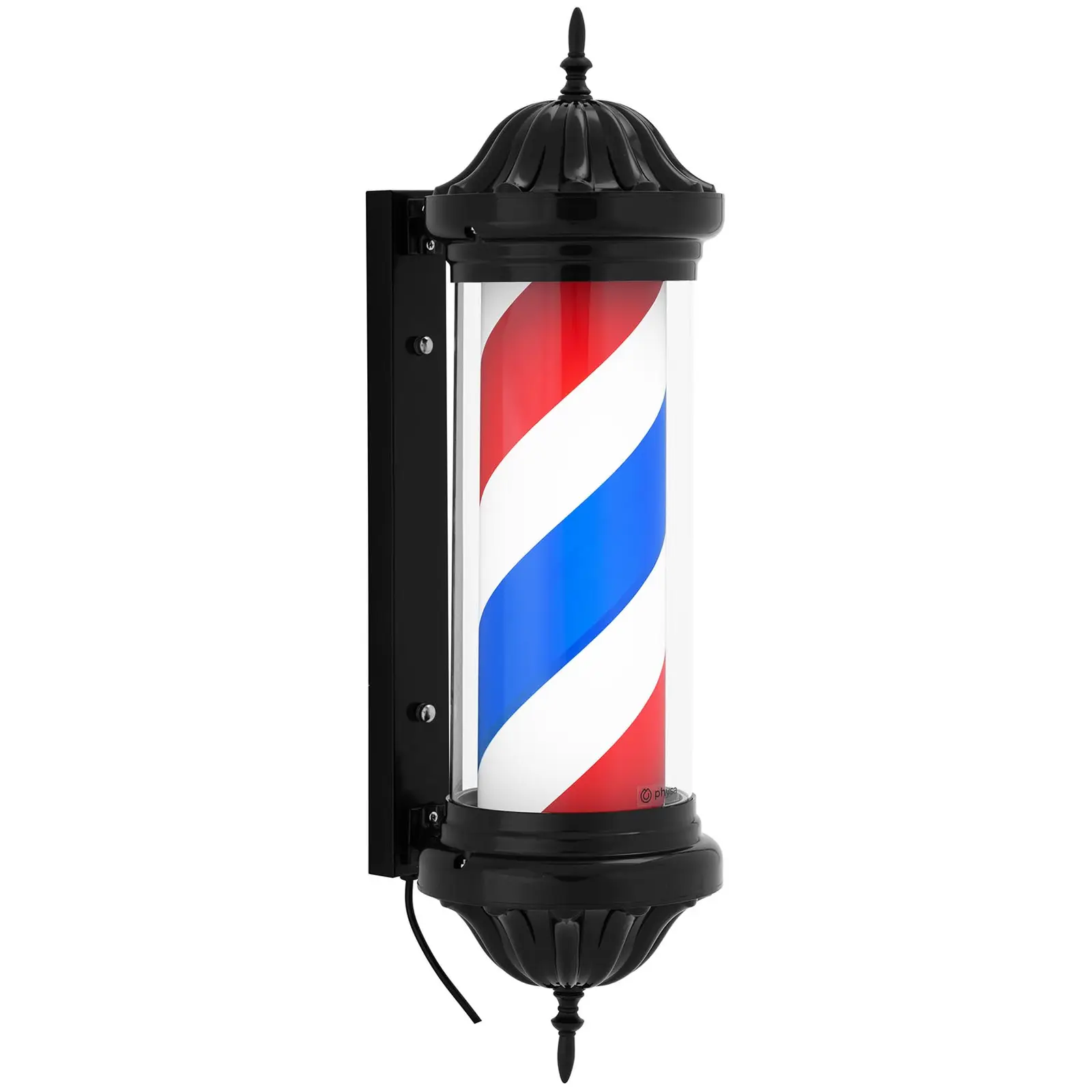 Słupek barberski - obrotowy i podświetlany - wysokość 380 mm - odległość od ściany 31 cm - czarna rama