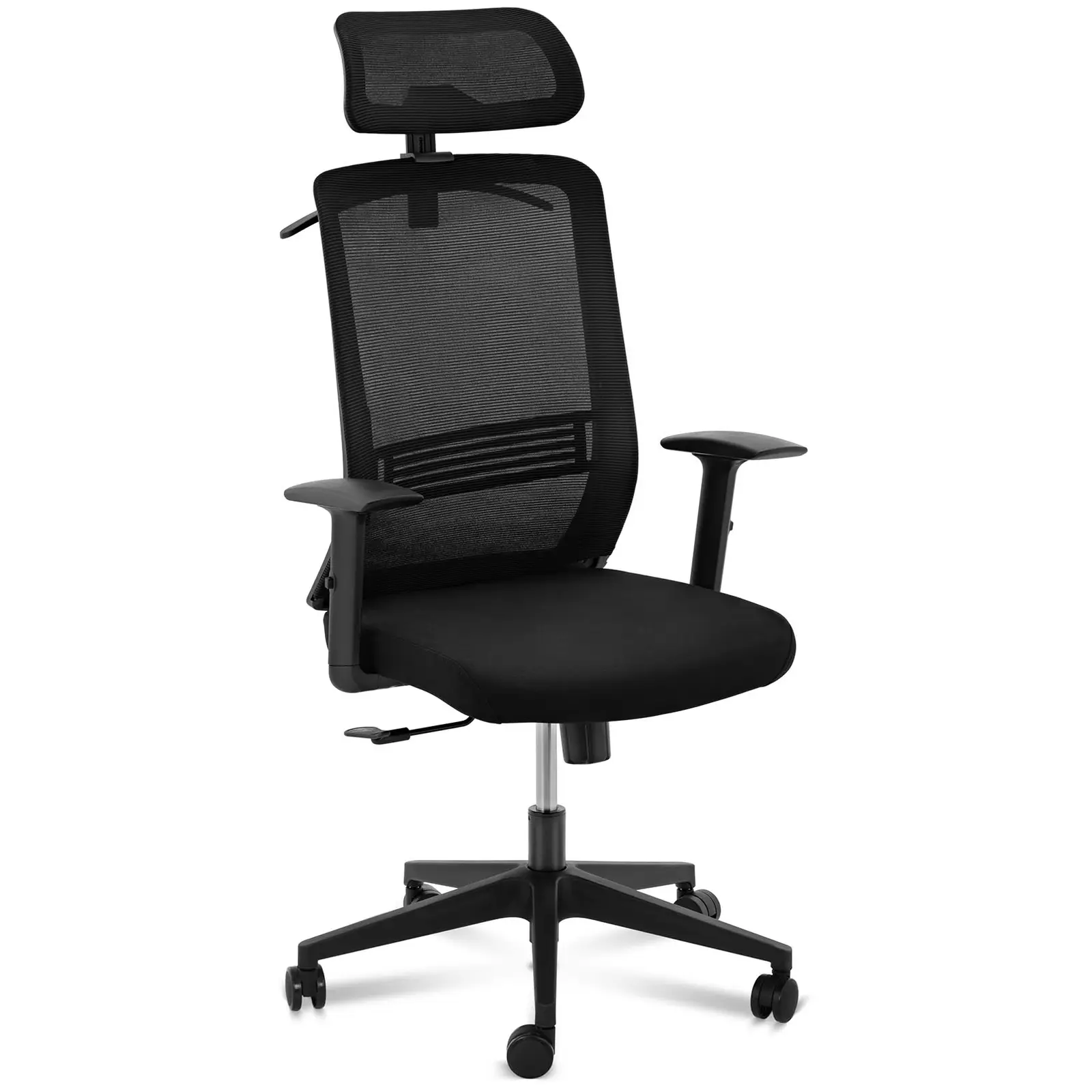 Fotel biurowy - oparcie z siatki - zagłówek - siedzisko 50 x 61 cm - do 150 kg - czarny