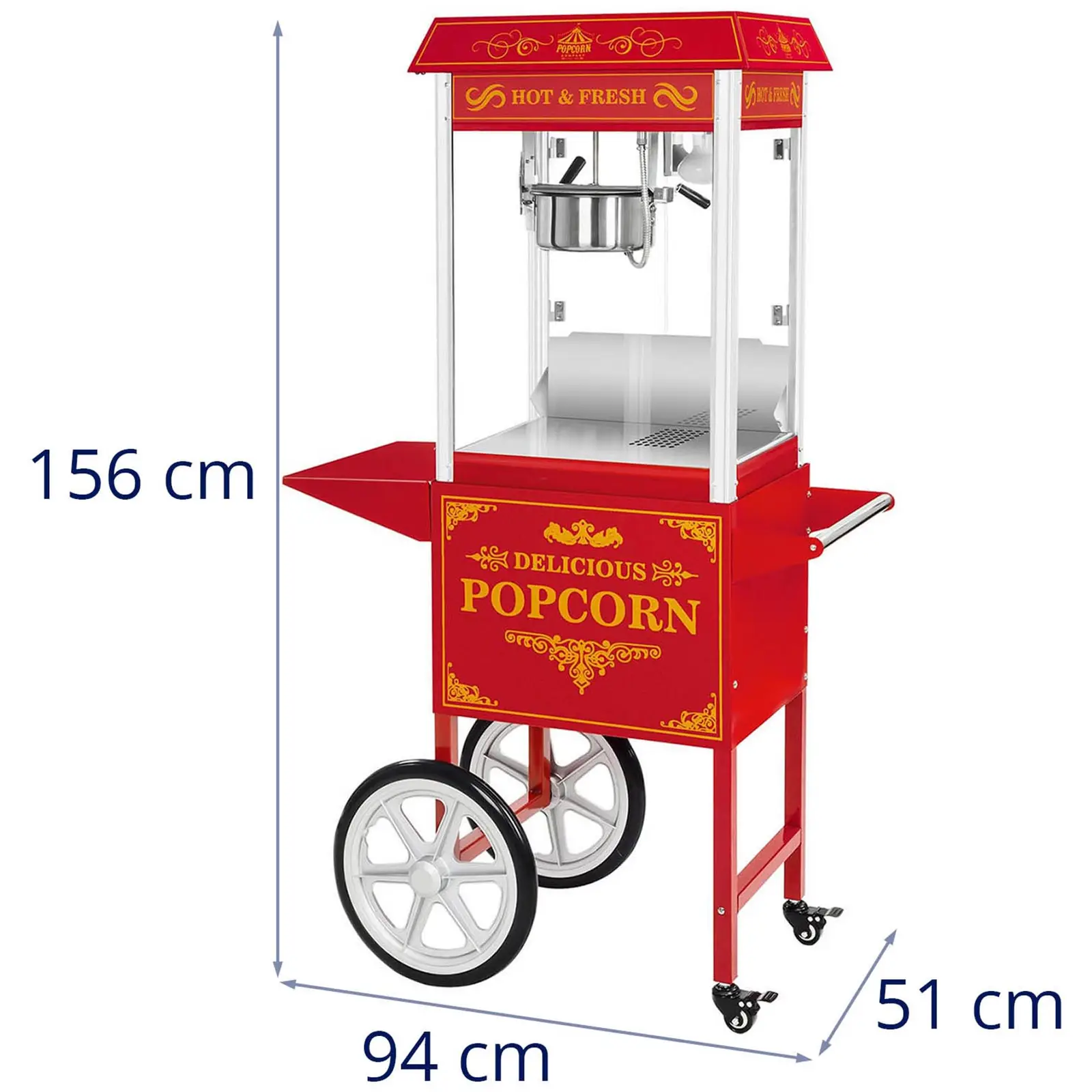 Maszyna do popcornu - wózek - czerwona