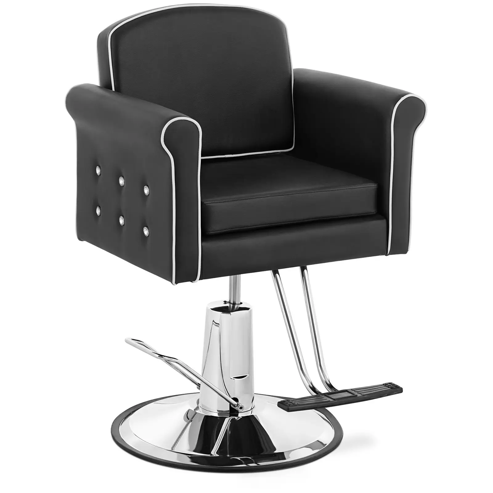 Fotel fryzjerski z podnóżkiem - 520-630 mm - 150 kg - Czarny