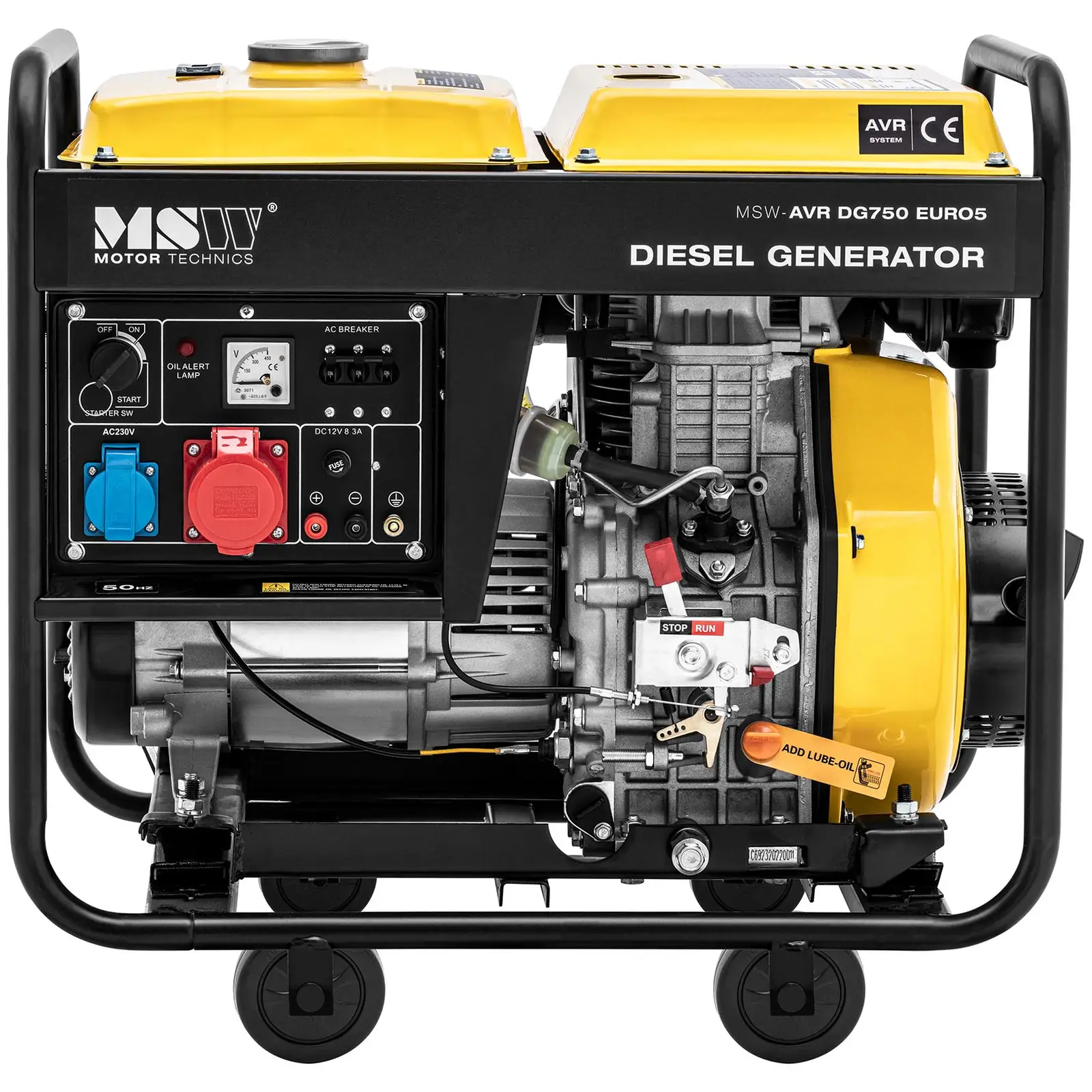 Agregat prądotwórczy Diesel - 1650 / 4600 W - 12,5 l - 230/400 V - mobilny - AVR - Euro 5