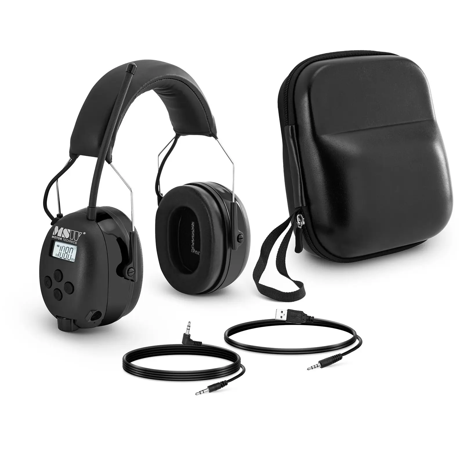Słuchawki wygłuszające z Bluetooth - mikrofon - wyświetlacz LCD - bateria - czarne