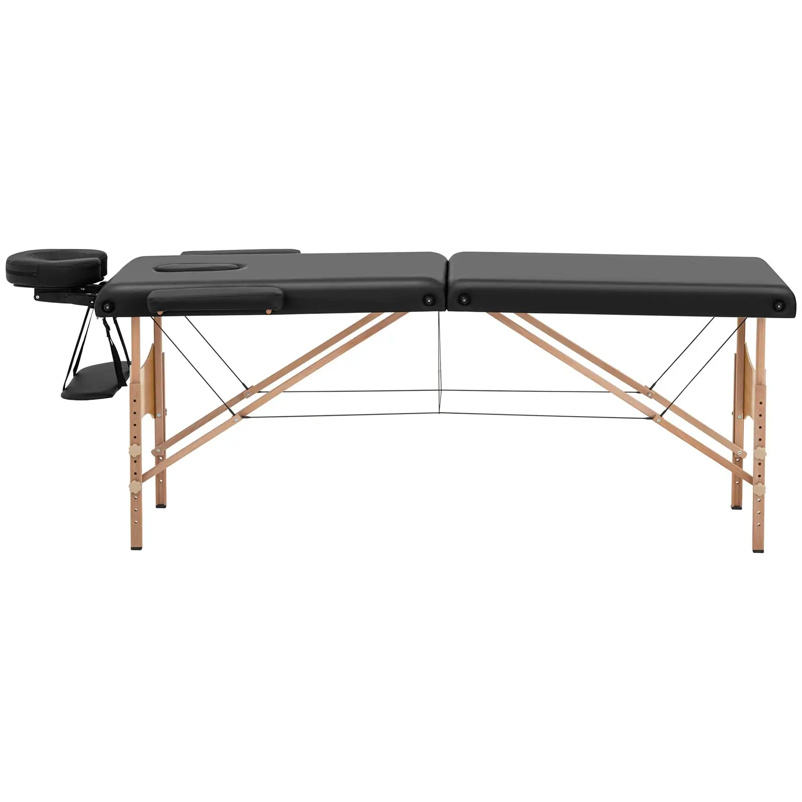 Łóżko do masażu składane - bardzo szerokie (70 cm) - odchylany zagłówek i podnóżek - drewno bukowe - czarne