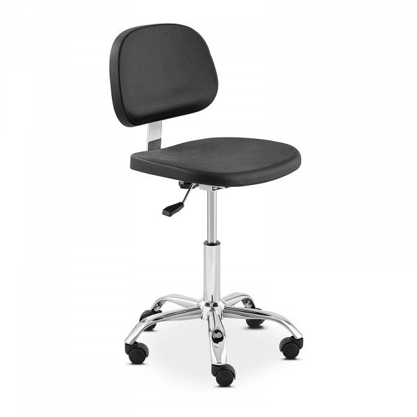 Outlet Krzesło robocze - 120 kg - czarne, chromowane elementy - wysokość 450 - 585 mm