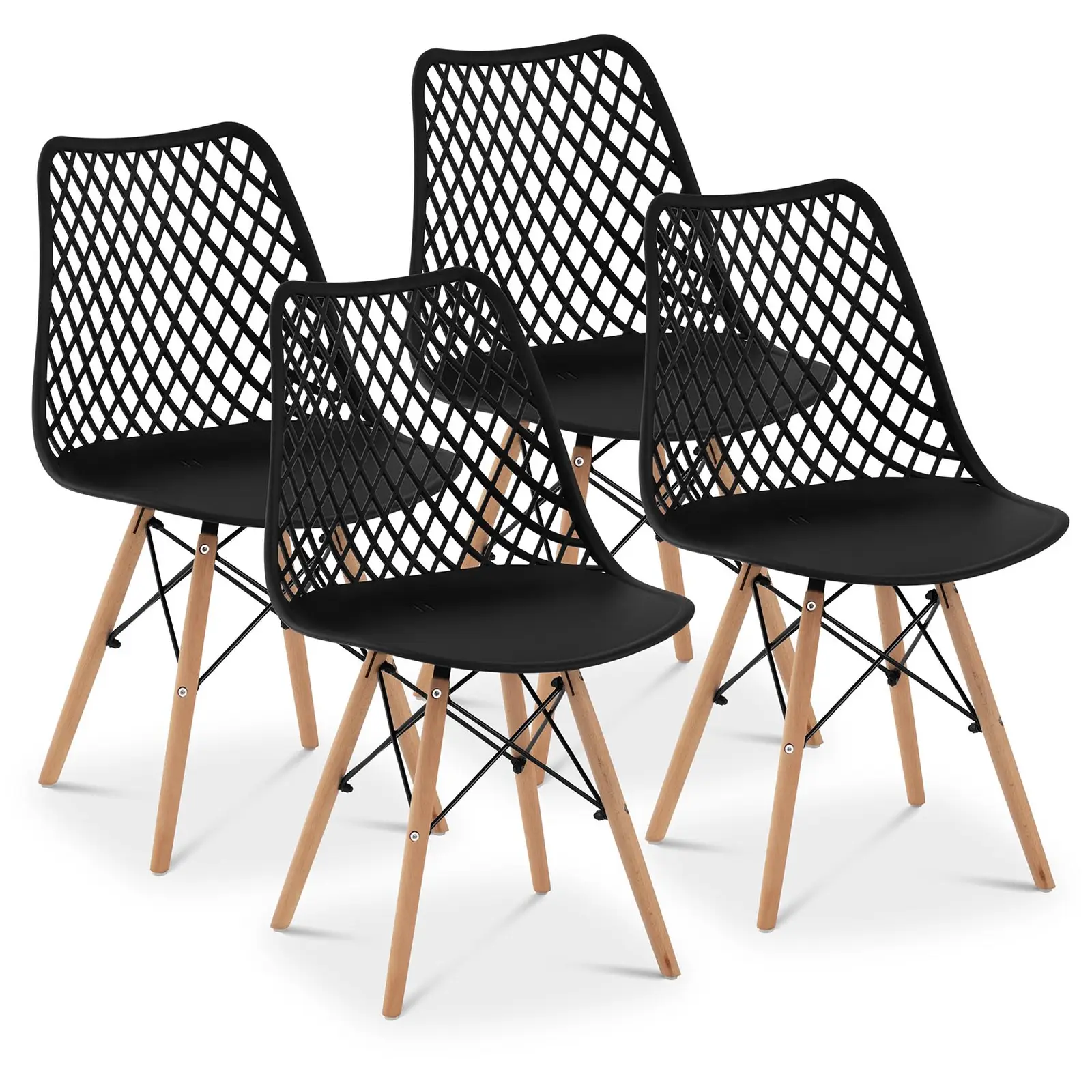 Krzesła - 4 szt. - do 150 kg - siedziska 450 x 440 mm - czarne