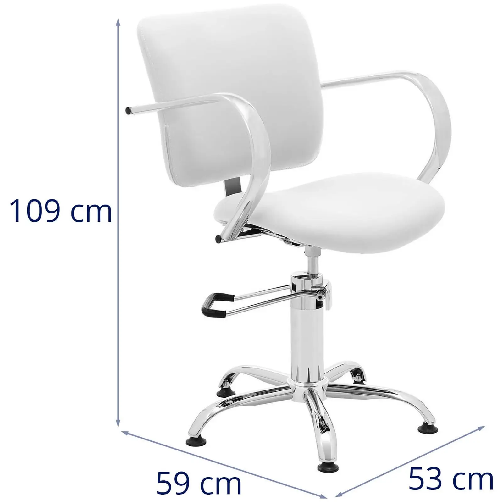Fotel fryzjerski - 590-720 mm - 150 kg - Biały