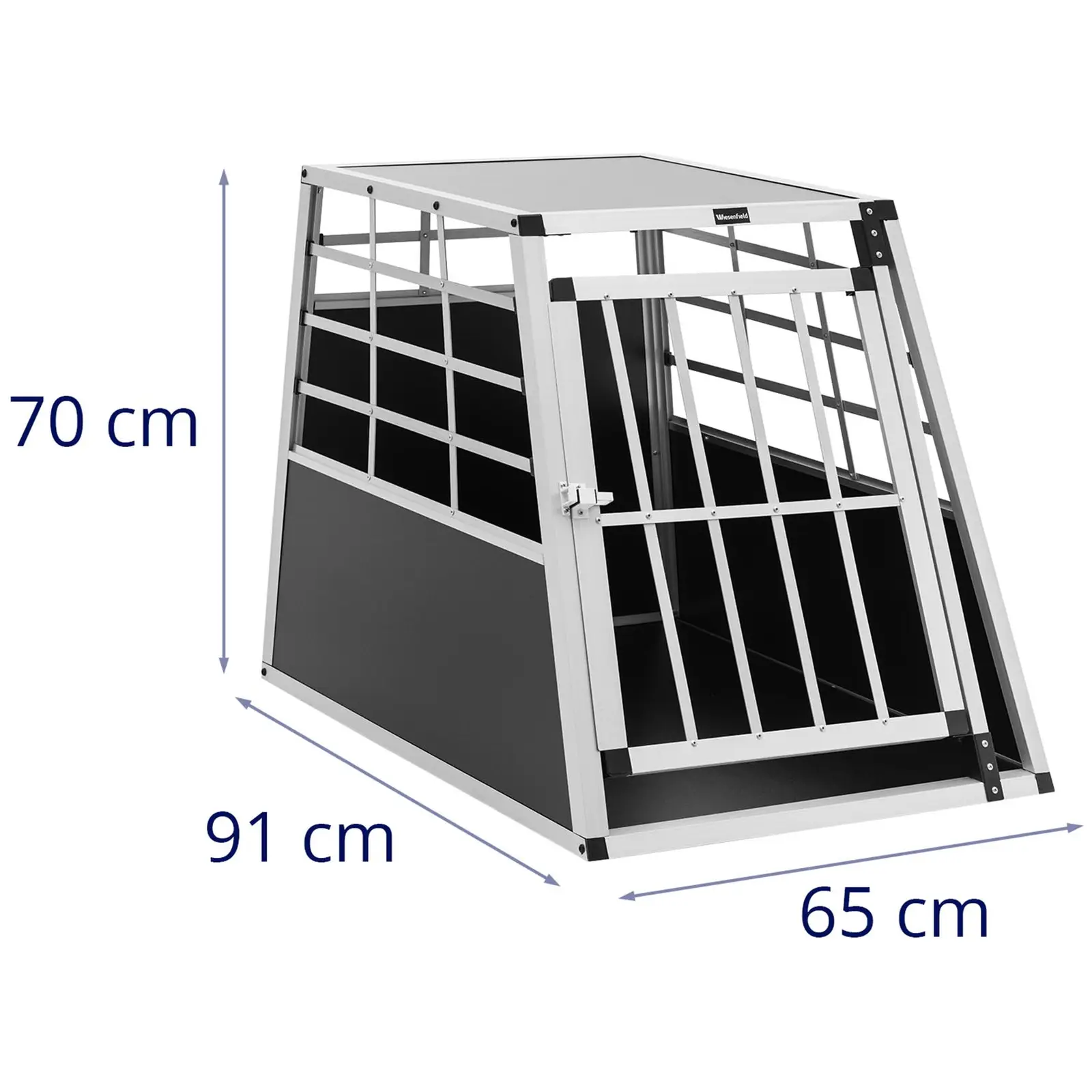 Transporter dla psa - aluminiowy - kształt trapezu - 91 x 65 x 70 cm