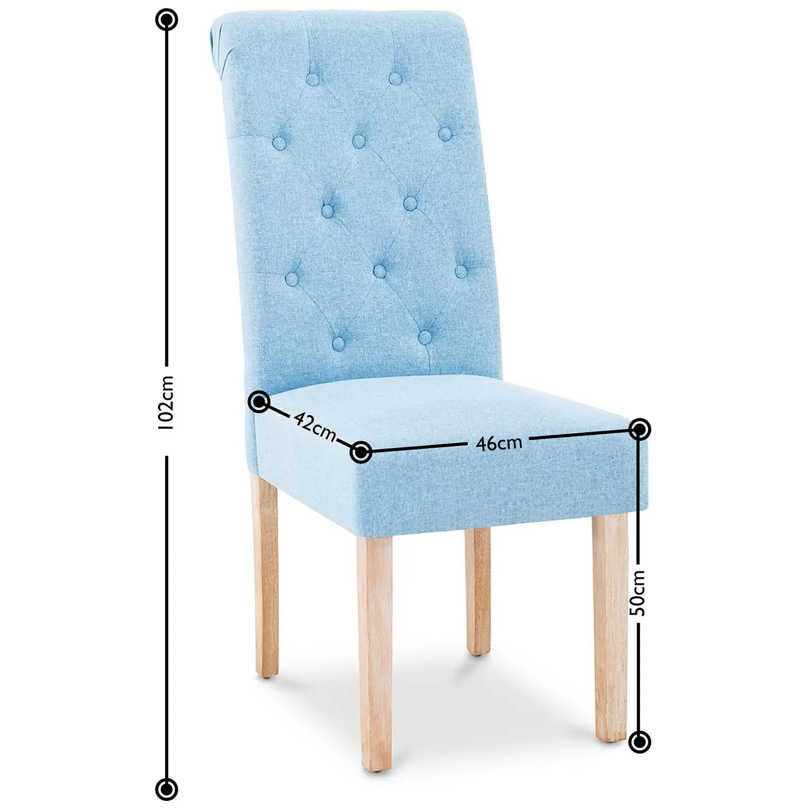 Krzesło tapicerowane - niebieskie - 2 szt.