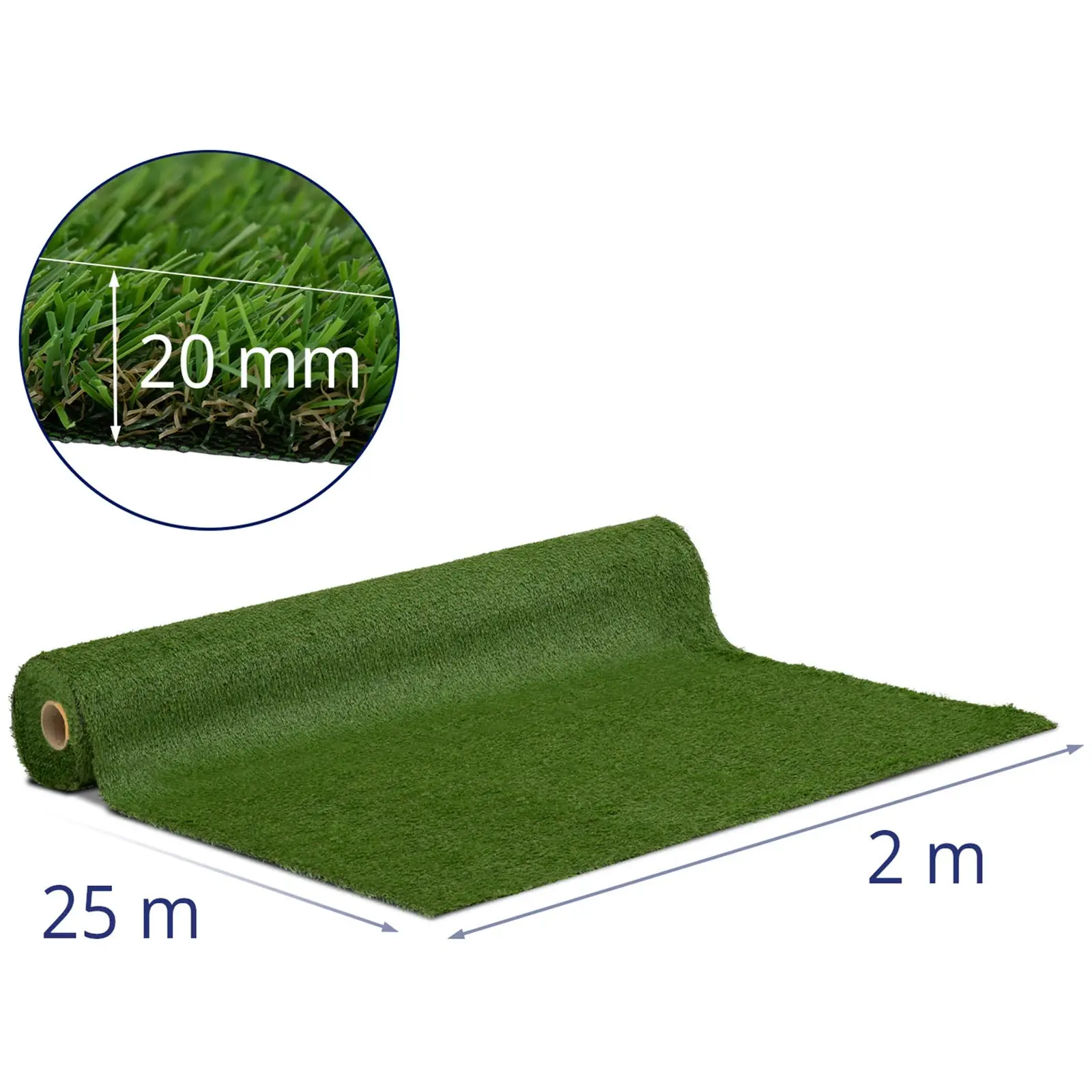 Sztuczna trawa - 2525 x 200 cm - wysokość: 20 mm - szybkość ściegu: 13/10 cm - odporność na promieniowanie UV