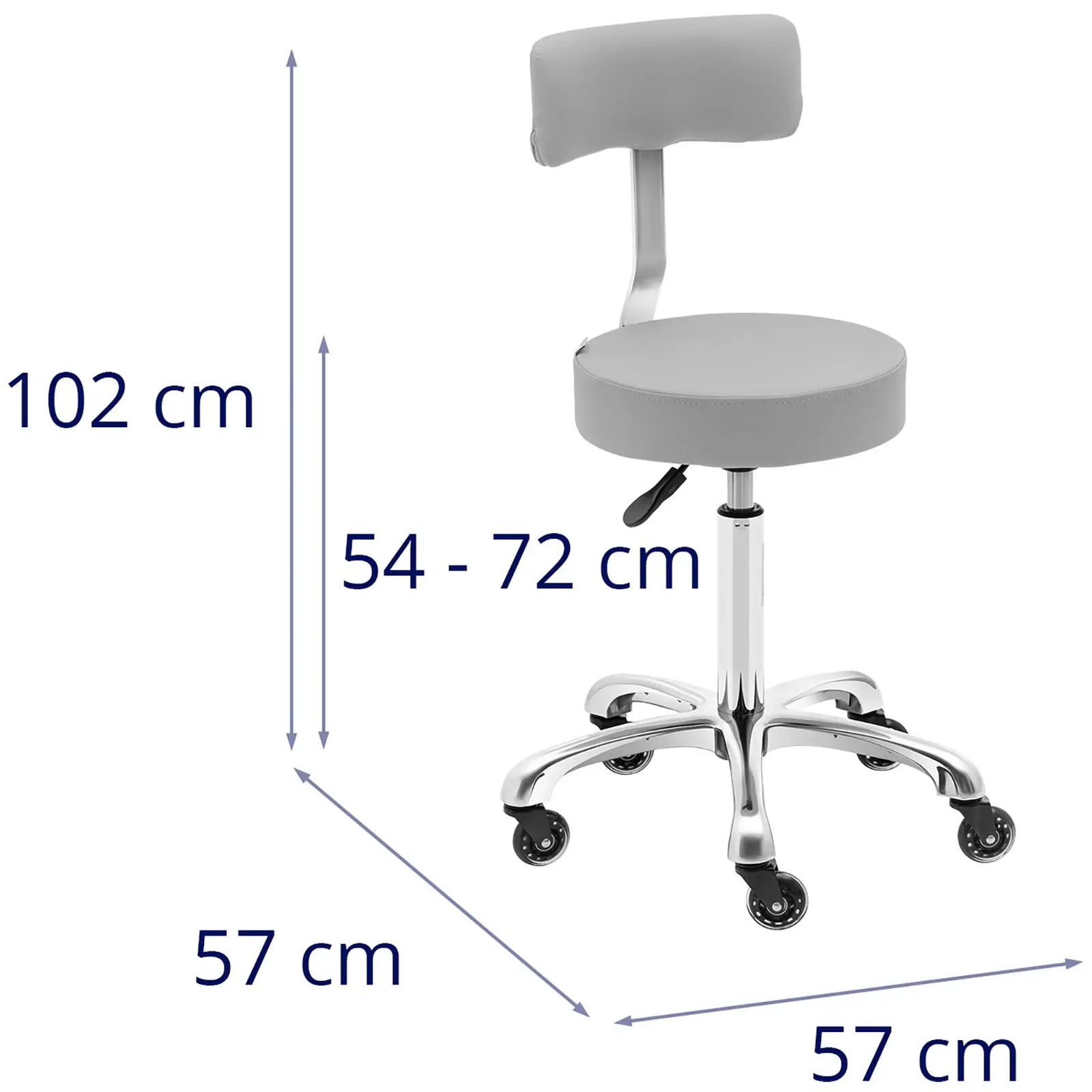 Krzesło kosmetyczne - 540 - 720 mm - jasnoszare