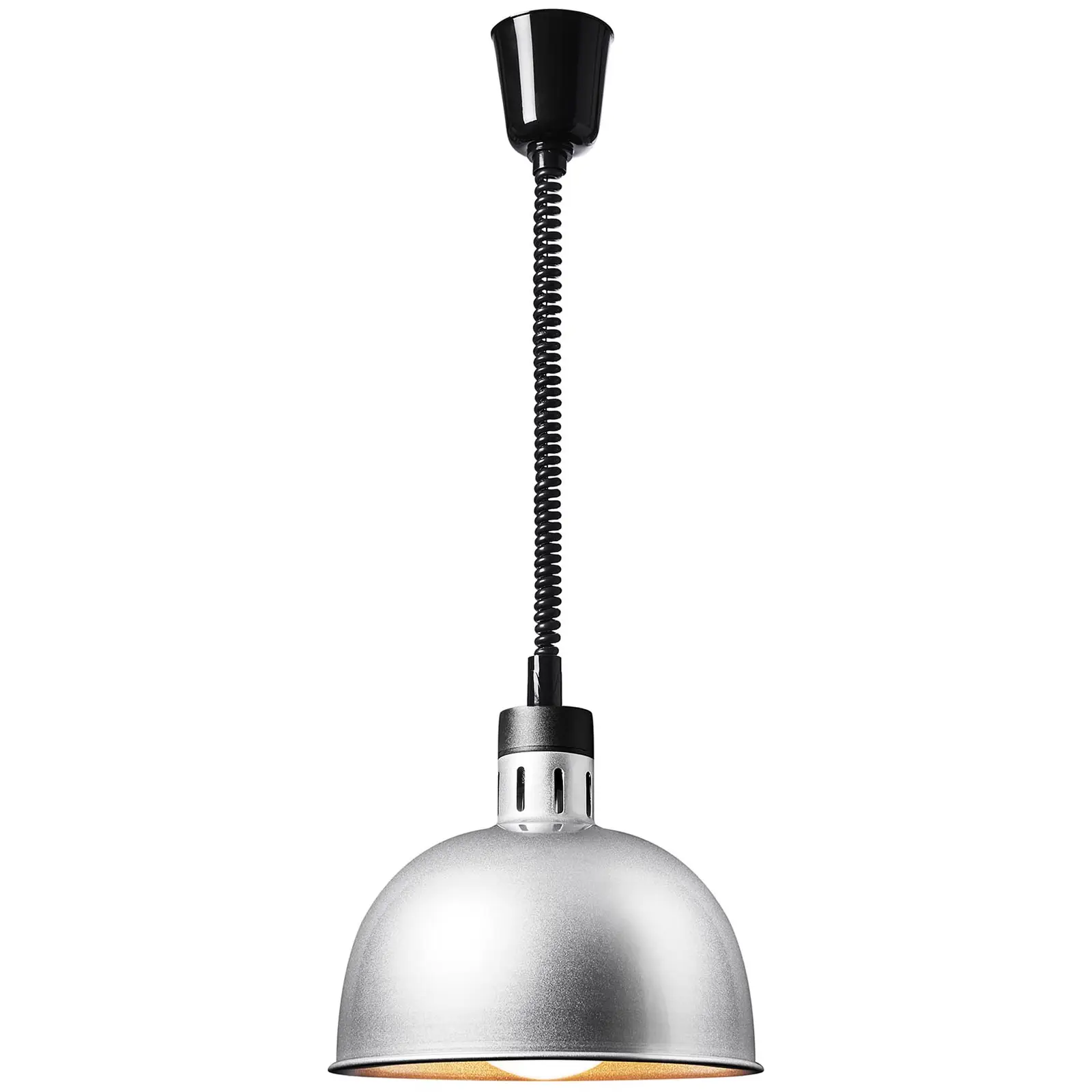 Lampa grzewcza do potraw - srebrna - 28.5 x 28.5 x 29 cm - Royal Catering - stal - regulowana wysokość