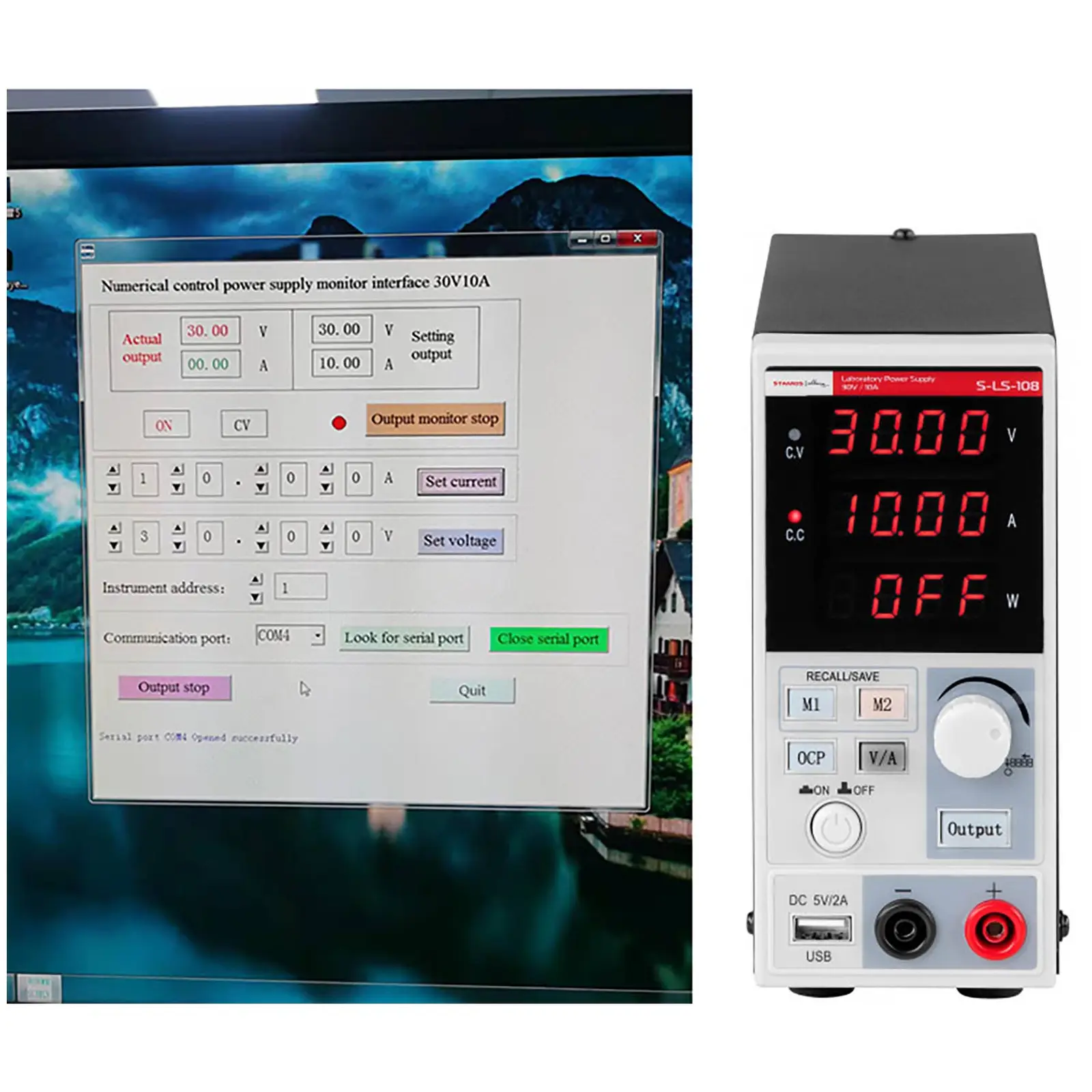 Zasilacz laboratoryjny - 0-30 V - 0-10 A - 300 W - 2 przyciski pamięci