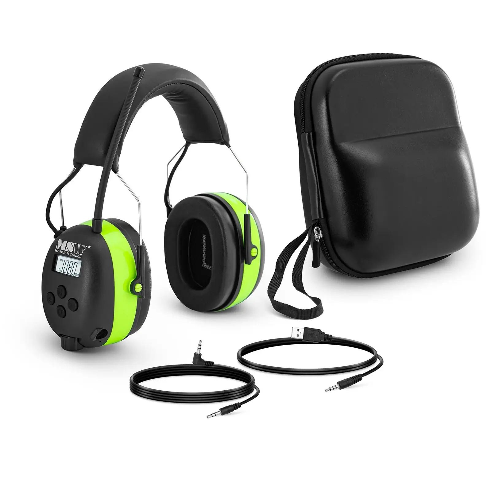 Słuchawki wygłuszające z Bluetooth - mikrofon - wyświetlacz LCD - bateria - zielone