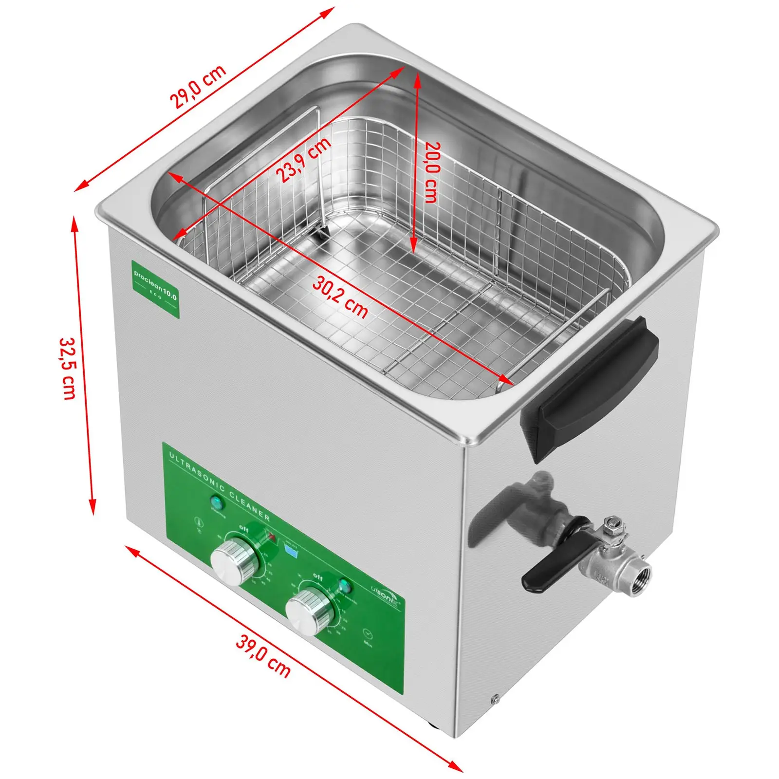 Myjka ultradźwiękowa - 10 litrów - 180 W - Basic Eco