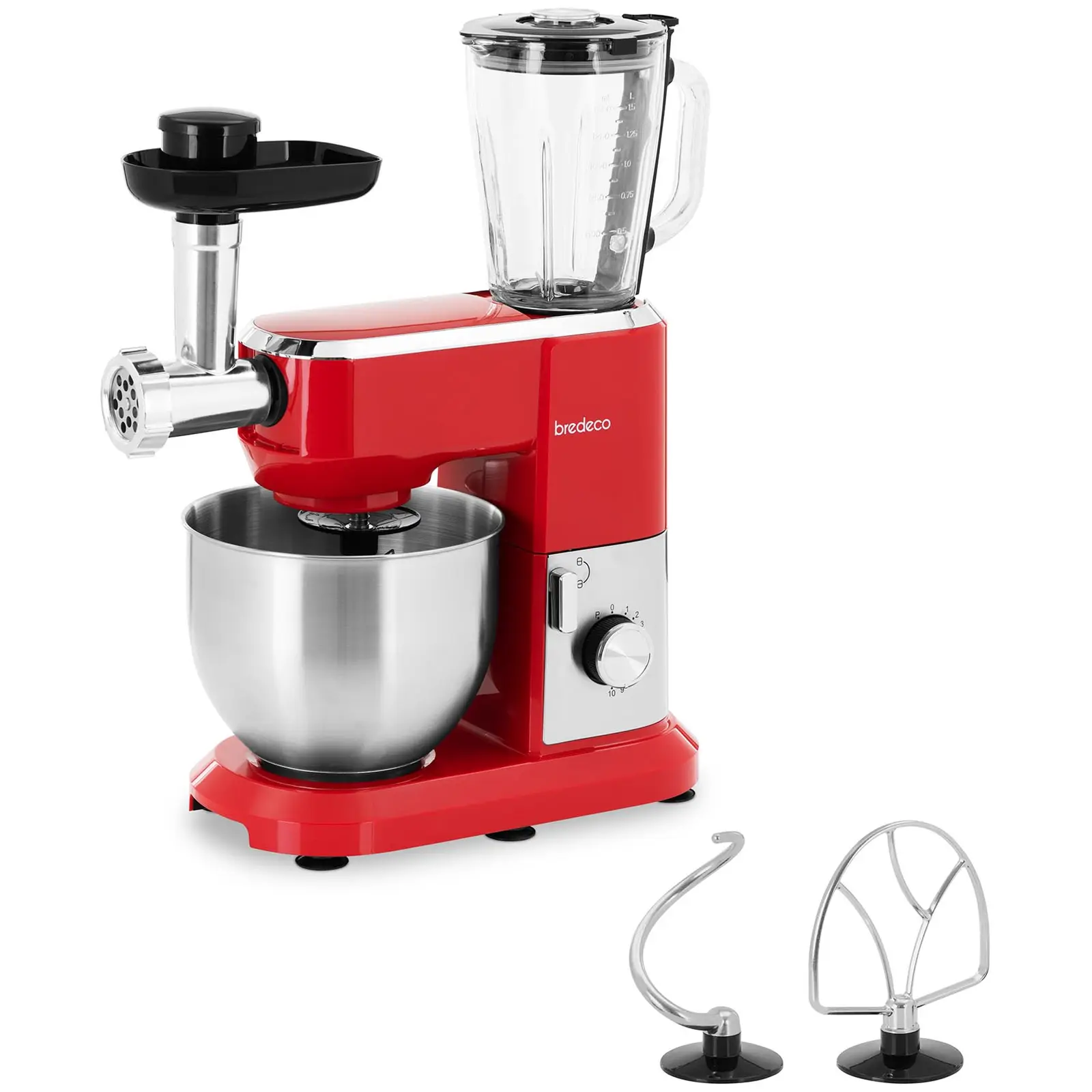 Robot kuchenny - mikser, maszynka do mielenia i wędlin - 1,300 W - czerwony
