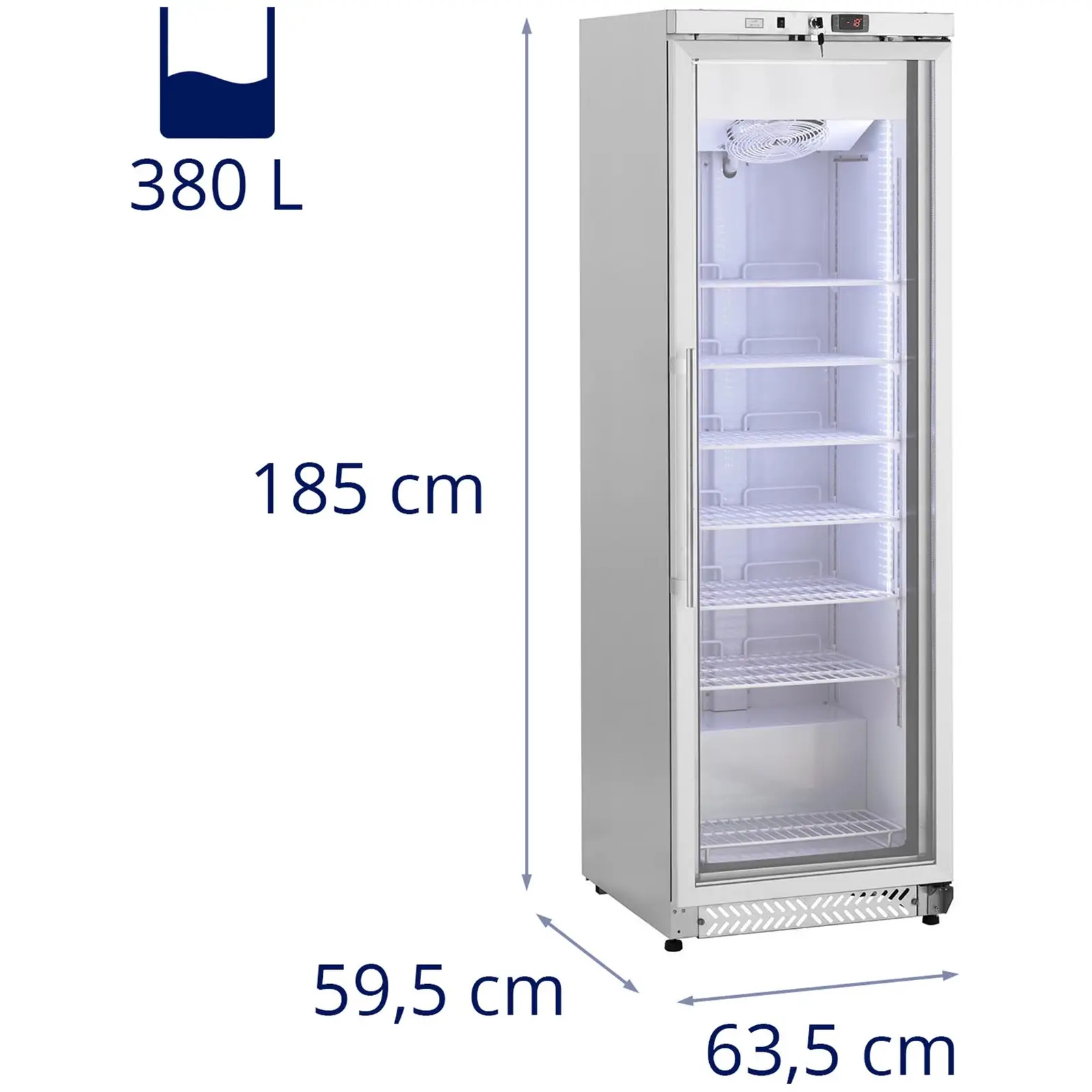 Zamrażarka szufladowa - 380 l - Royal Catering - szklane drzwi - srebrna - czynnik chłodniczy R290