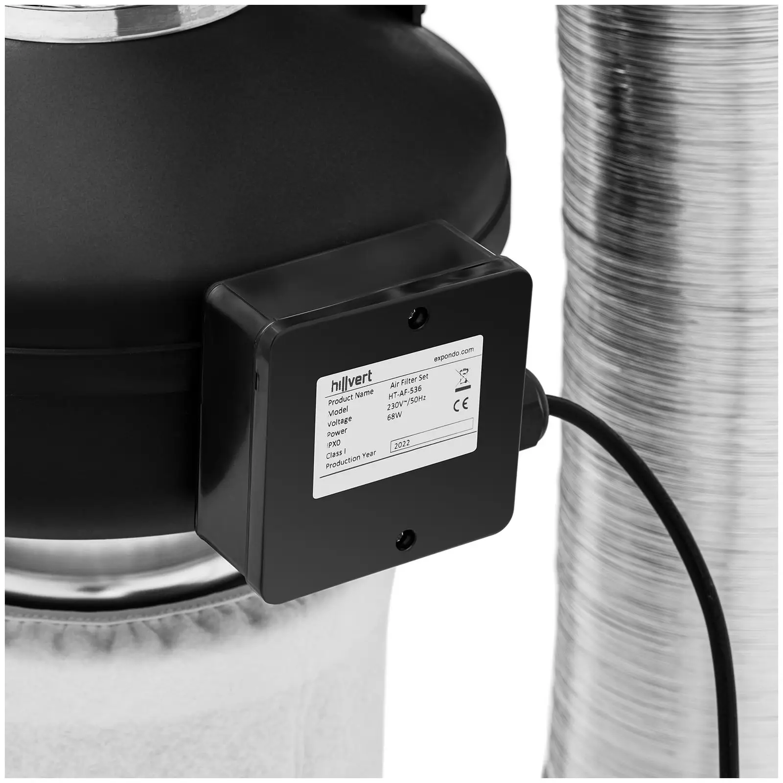 Zestaw wentylacyjny - filtr z węglem aktywnym / wentylator kanałowy / rura wentylacyjna - wylot Ø130 mm