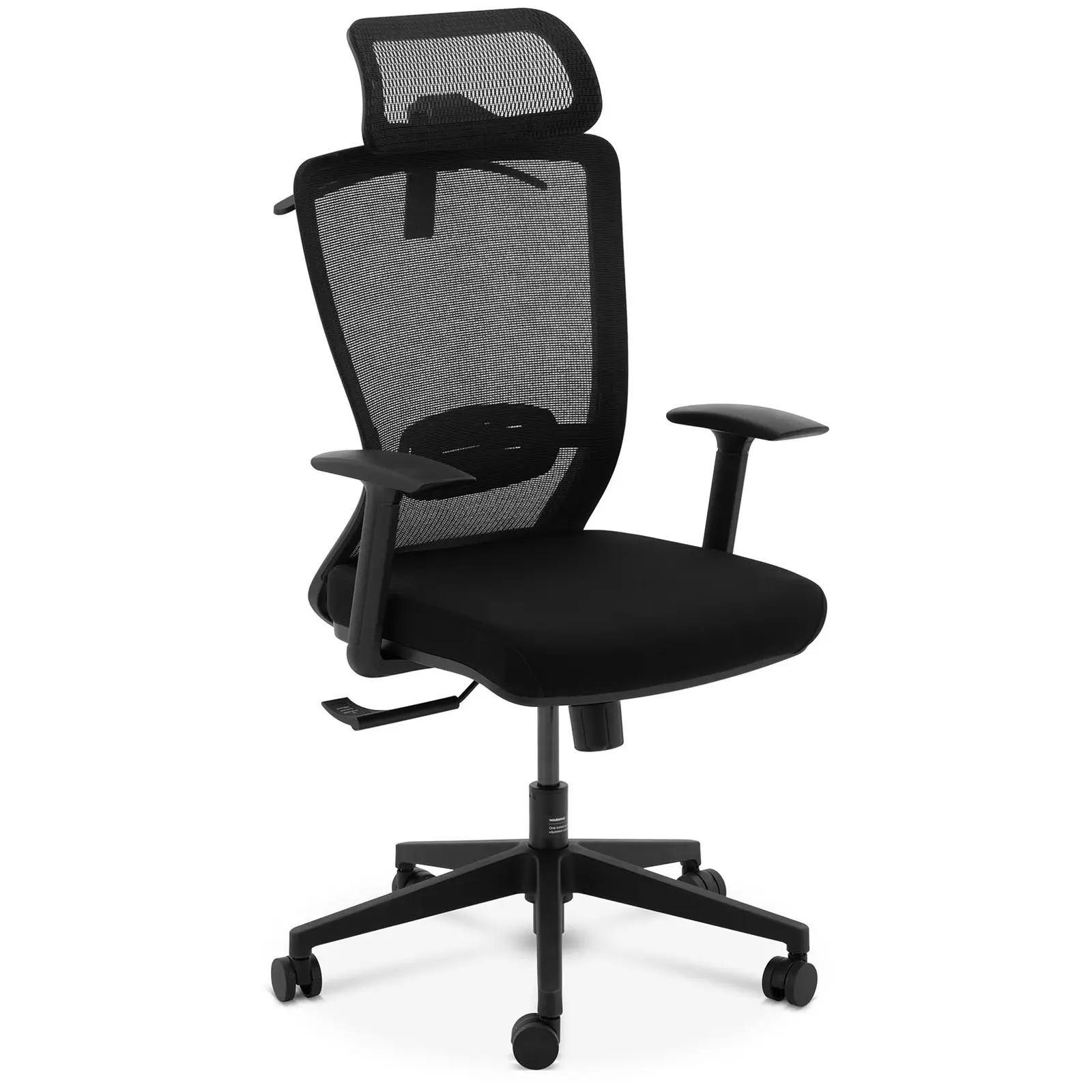 Fotel biurowy - oparcie z siatki - zagłówek - siedzisko 50 x 50 cm - do 150 kg - czarny