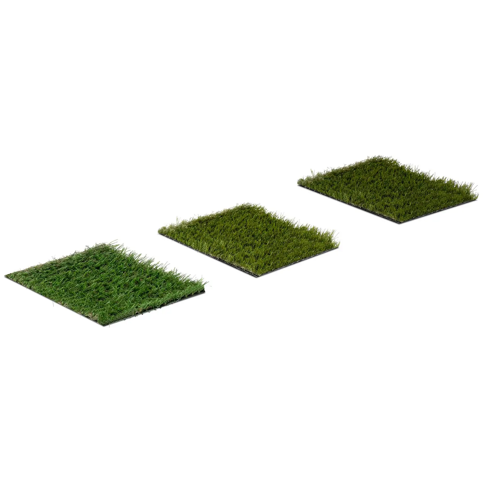 Sztuczna trawa - 3 próbki - każda po {{dimensions_1097}} cm - wysokość: 20 - 30 mm - szybkość ściegu: 20/10 13/10 14/10 cm - odporność na promieniowanie UV
