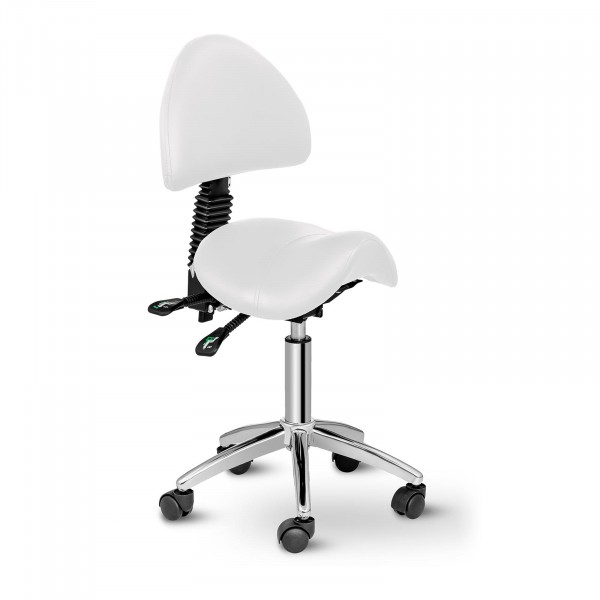 Krzesło siodłowe z oparciem 550-690 mm - 150 kg - Biały