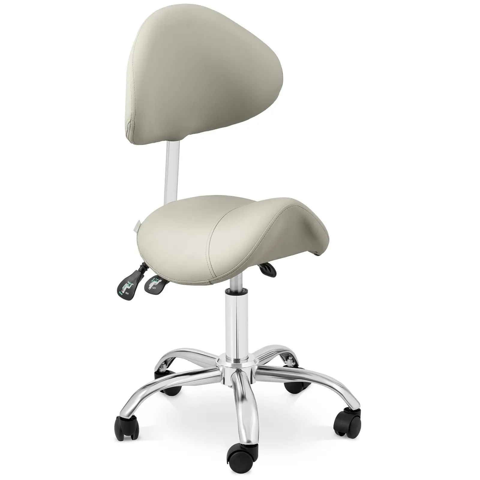 Krzesło siodłowe - oparcie i siedzisko z regulacją wysokości - 55-69 cm - 150 kg - Szary, Srebrny