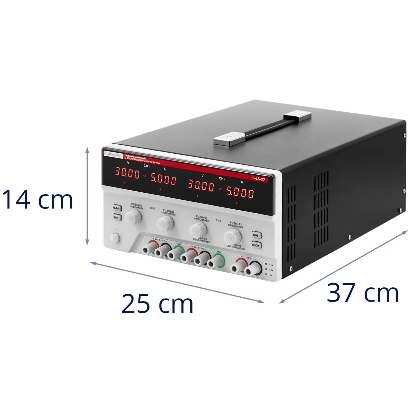Zasilacz laboratoryjny - 30 x 2,5 / 3,3 / 2 / SVX1 V - 0-5 DC - 2x150 W - 5 miejsc pamięci - wyświetlacz LED - USB/RS232/LAN