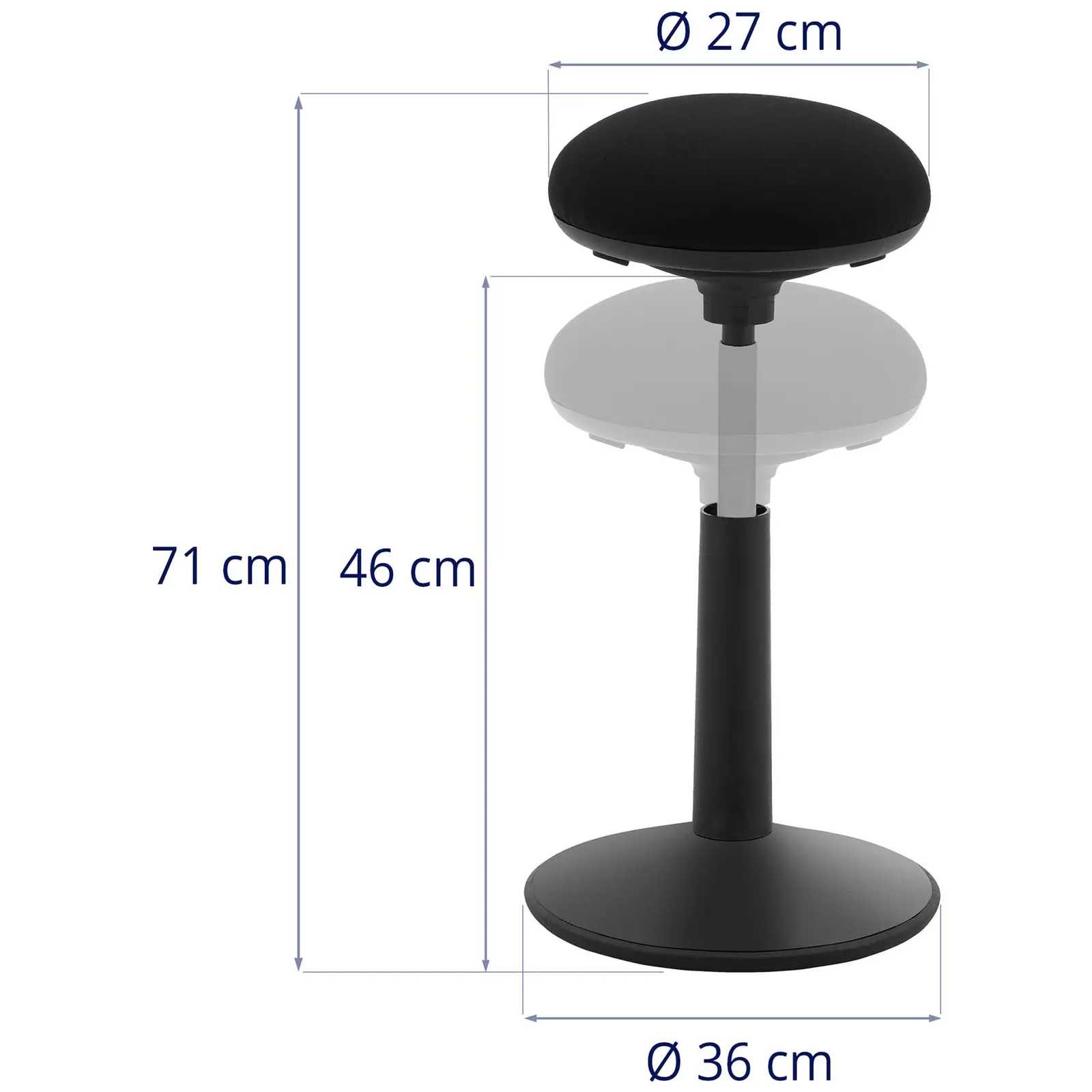 Stołek balansujący - stal / sklejka / nylon - maks. 100 kg - czarny