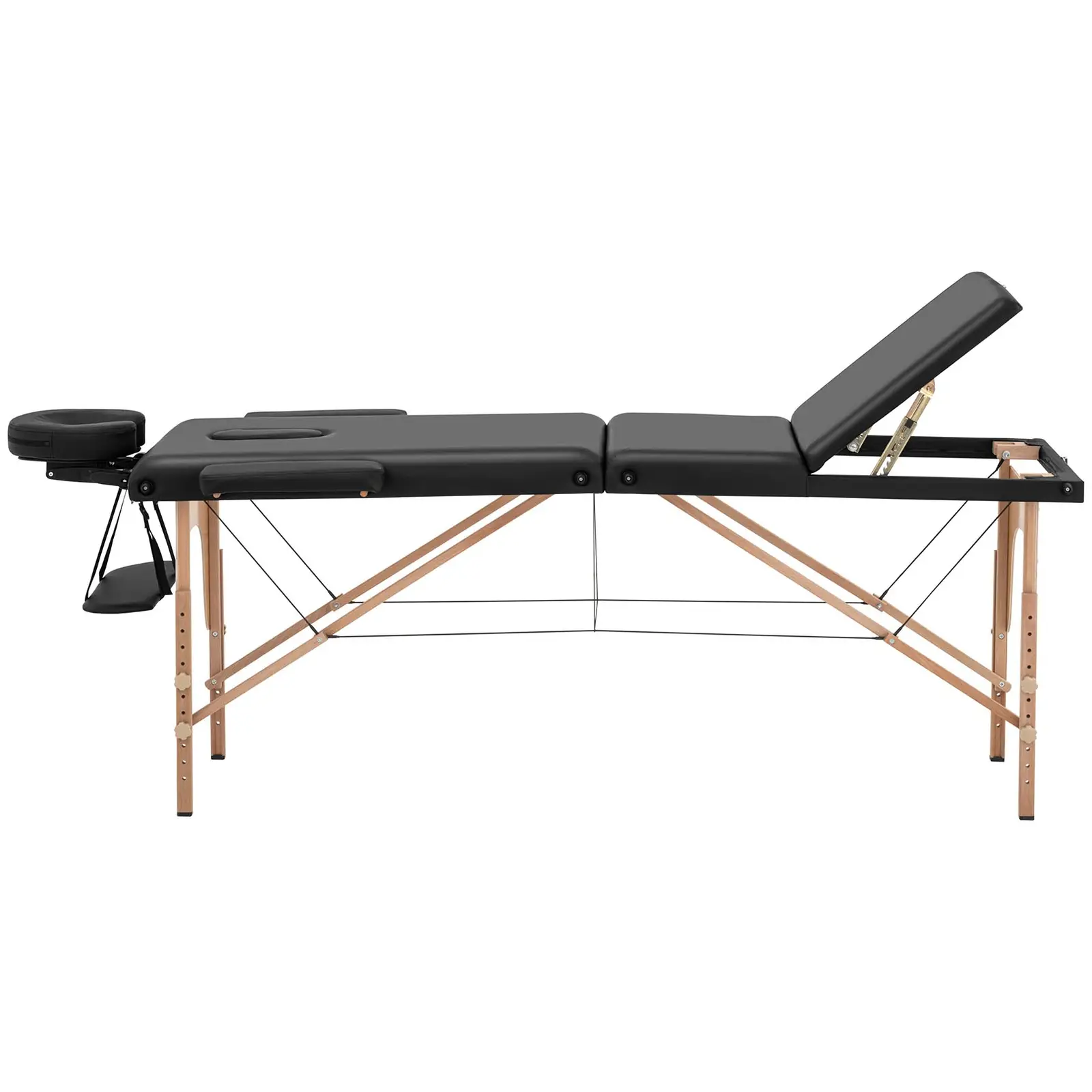 Łóżko do masażu składane - bardzo szerokie (70 cm) - odchylany podnóżek - drewno bukowe - czarne