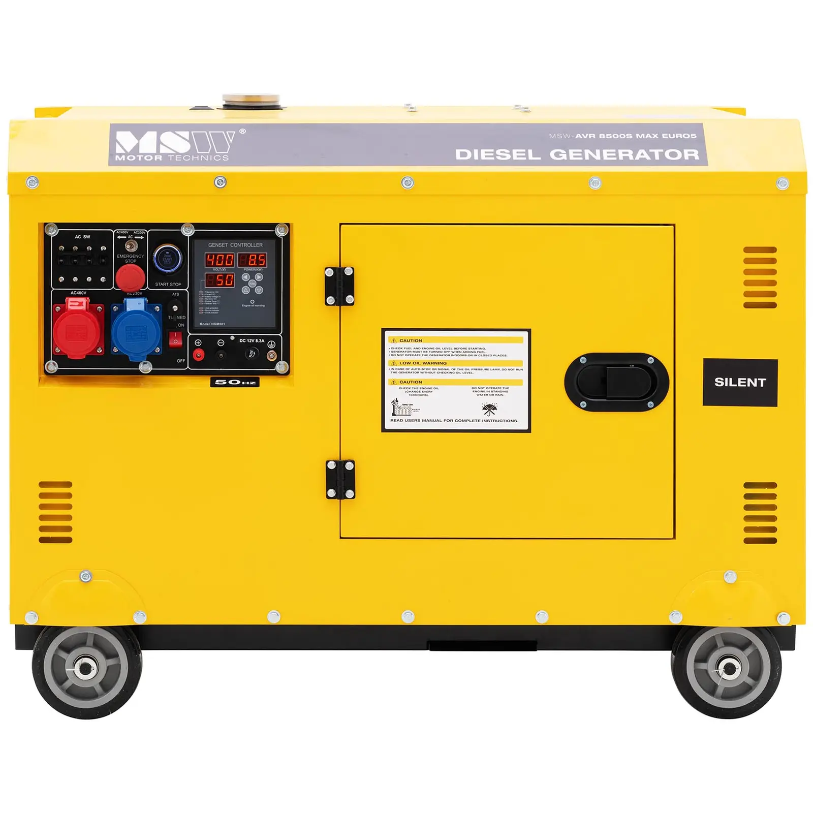 Agregat prądotwórczy Diesel - 7220 / 8500 W - 30 l - 240/400 V - mobilny - AVR - Euro 5