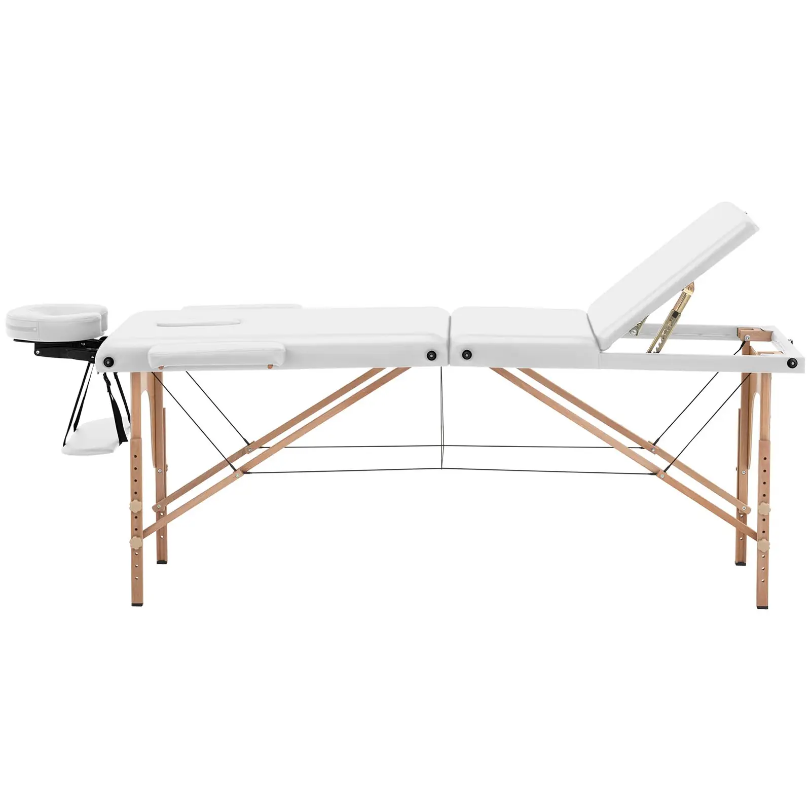 Łóżko do masażu składane - bardzo szerokie (70 cm) - odchylany podnóżek - drewno bukowe - białe