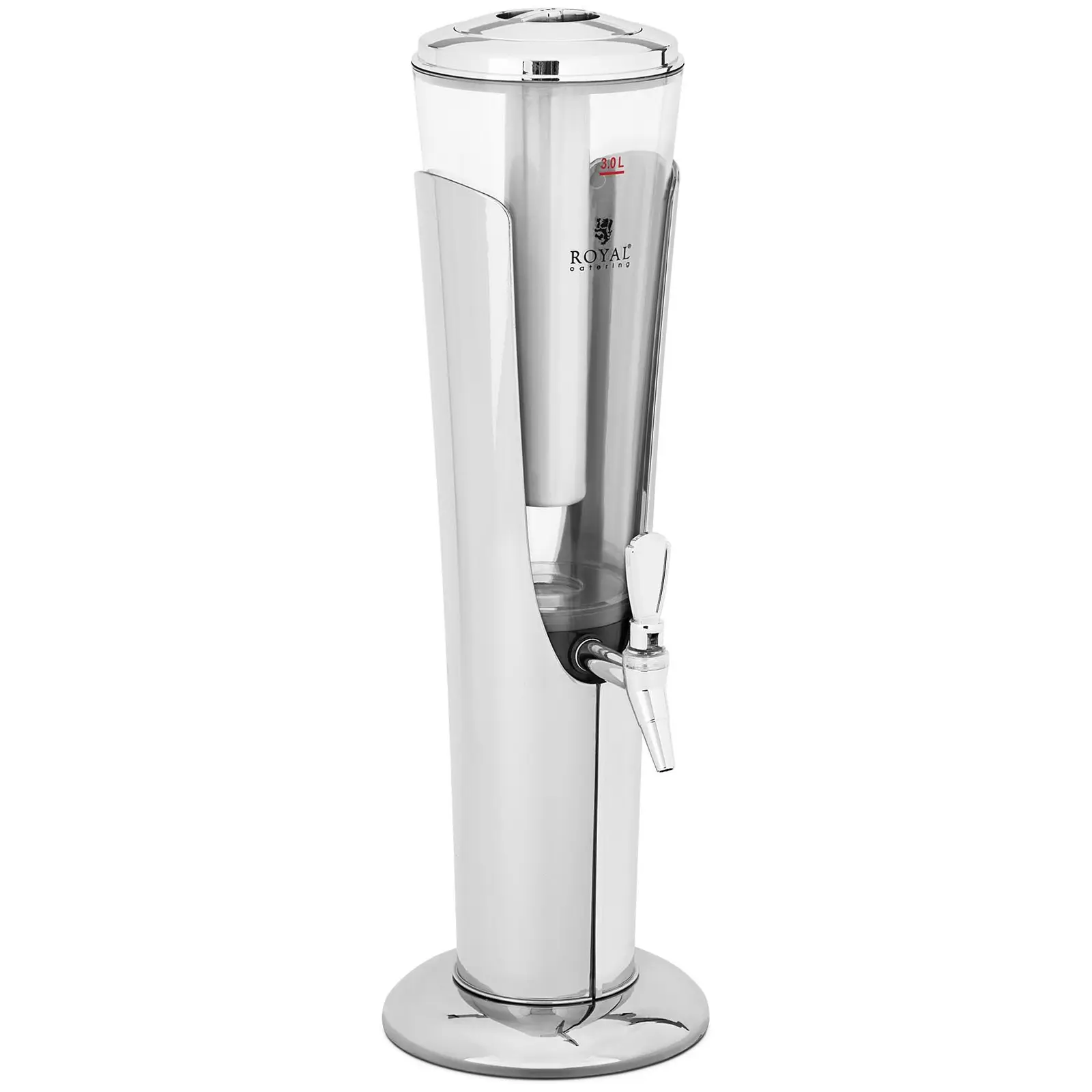 Dyspenser do soków - 3 l - system chłodzenia - na szklanki do 198 mm - z oświetleniem LED - srebrny - Royal Catering