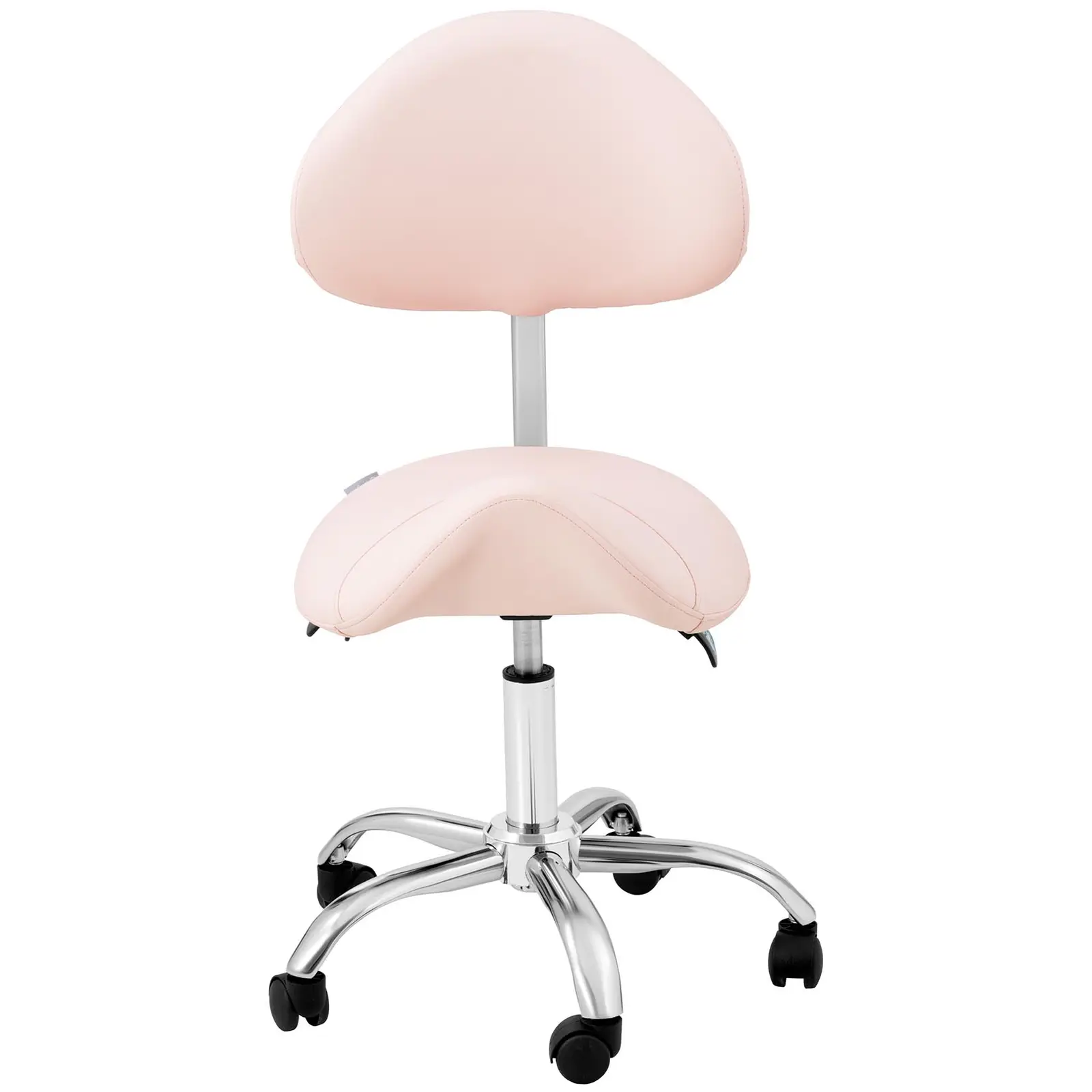 Krzesło siodłowe - oparcie i siedzisko z regulacją wysokości - 55-69 cm - 150 kg - Różowy, Srebrny
