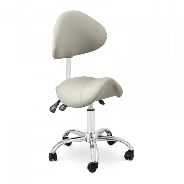 Krzesło siodłowe - oparcie i siedzisko z regulacją wysokości - 55-69 cm - 150 kg - Szary, Srebrny
