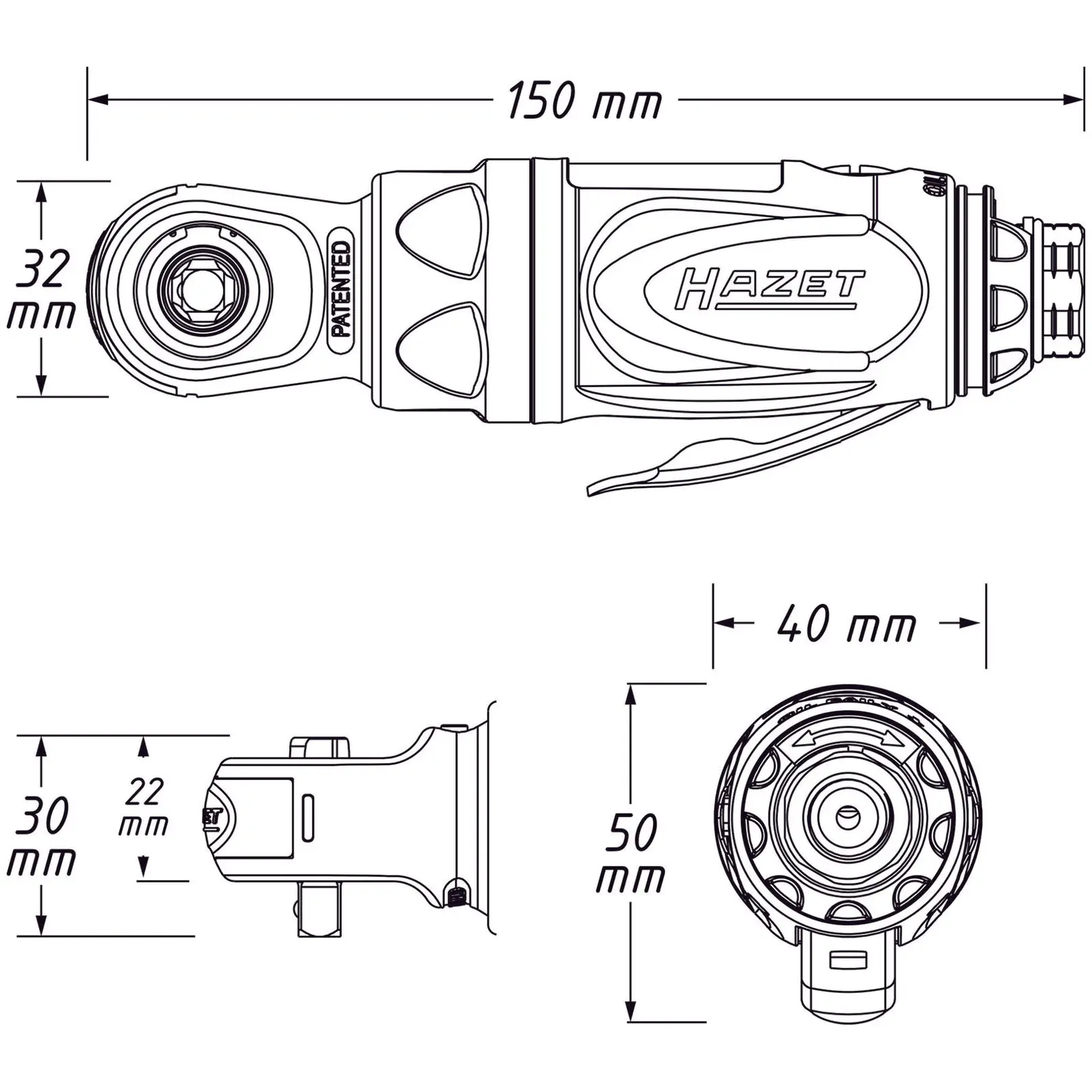 Grzechotka pneumatyczna - 6,3 mm (1/4″) - 40 Nm - 72 l/min