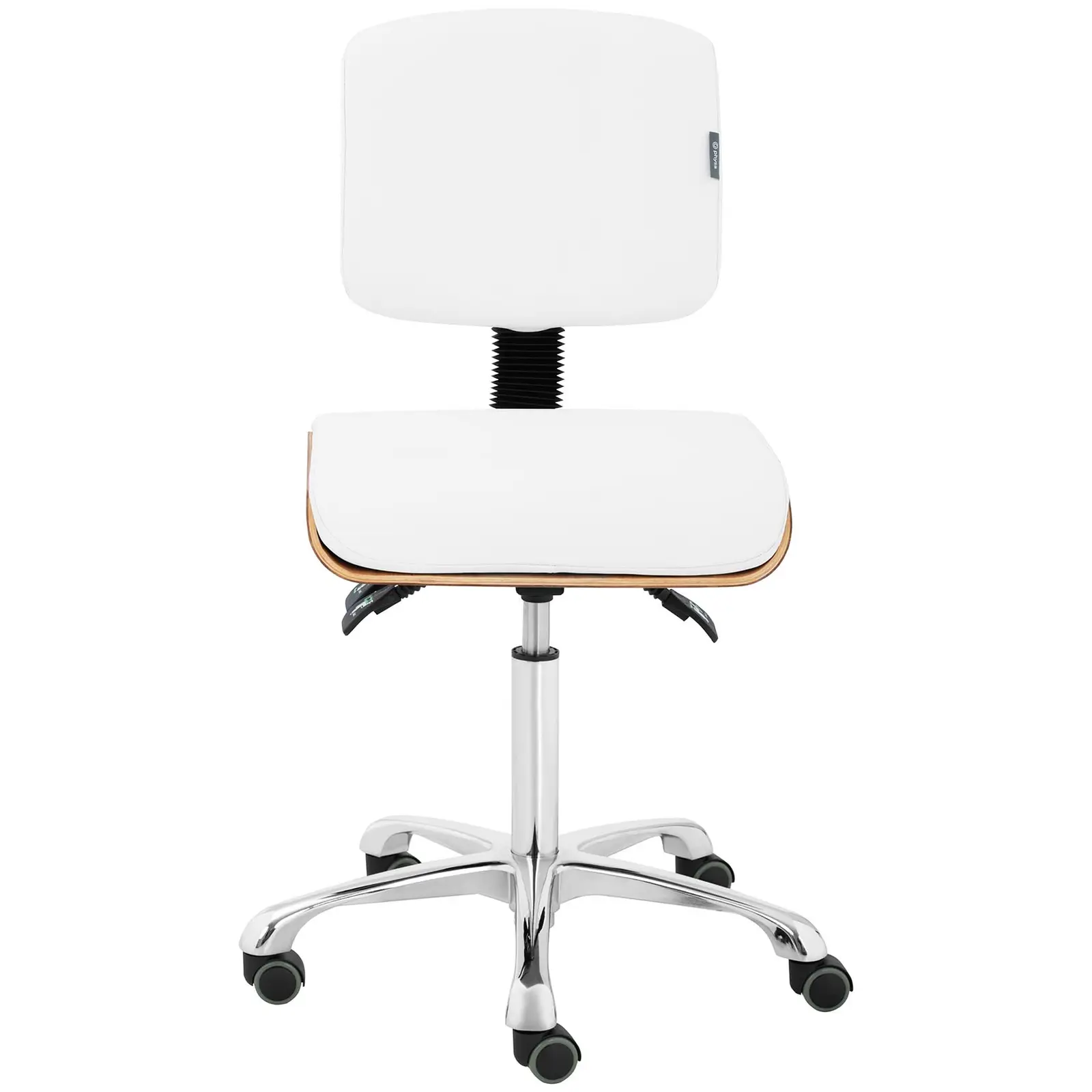 Outlet Krzesło kosmetyczne - 575 - 775 mm - 160 kg - Naturalne drewno, Biały