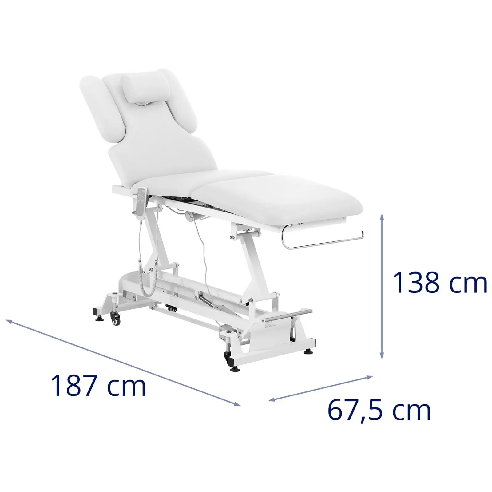 Łóżko do masażu elektryczne - 3 silniki - 250 kg - białe