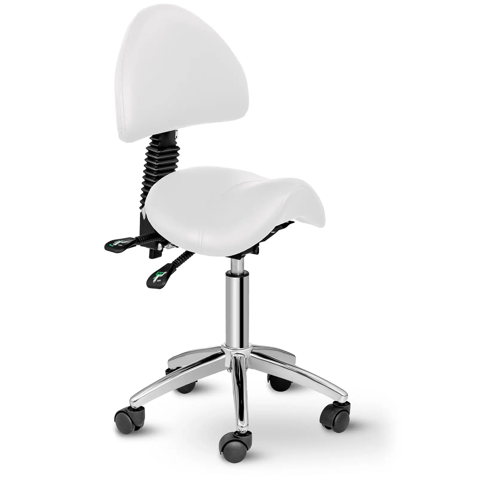 Krzesło siodłowe z oparciem 550 - 690 mm - 150 kg - Biały