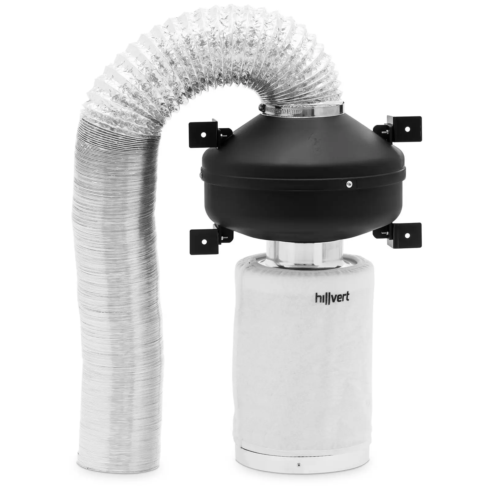 Zestaw wentylacyjny - filtr z węglem aktywnym 30 cm / wentylator kanałowy / rura wentylacyjna - 249,6 m³/h - wylot Ø100 mm