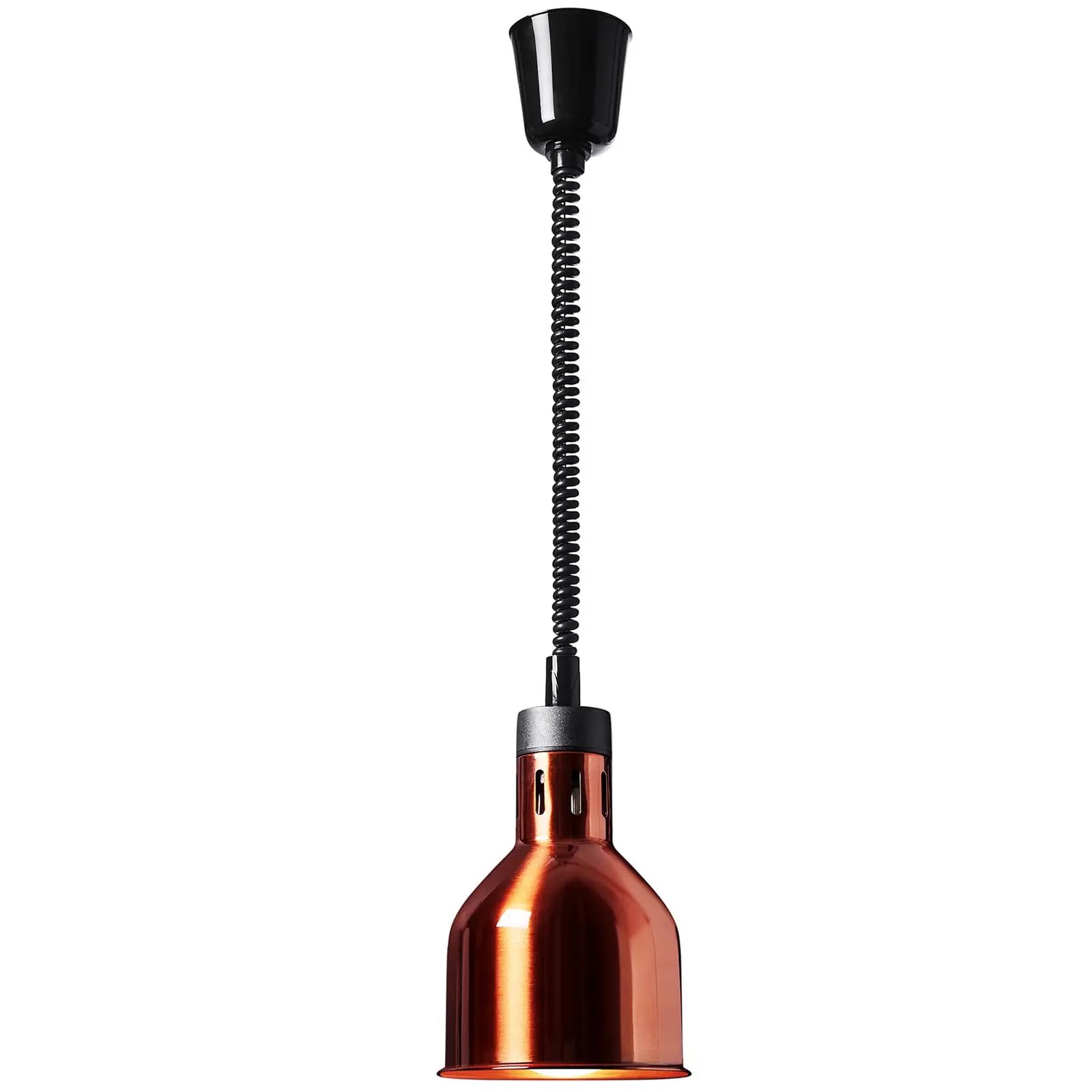 Lampa grzewcza do potraw - kolor mosiądzu - 17.5 x 17.5 x 25 cm - Royal Catering - stal - regulowana wysokość