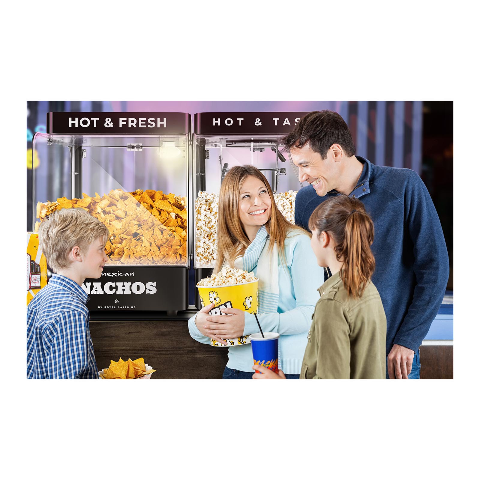Maszyna do popcornu i podgrzewacz do nachos - 99 l - 4-5 kg/h - Royal Catering