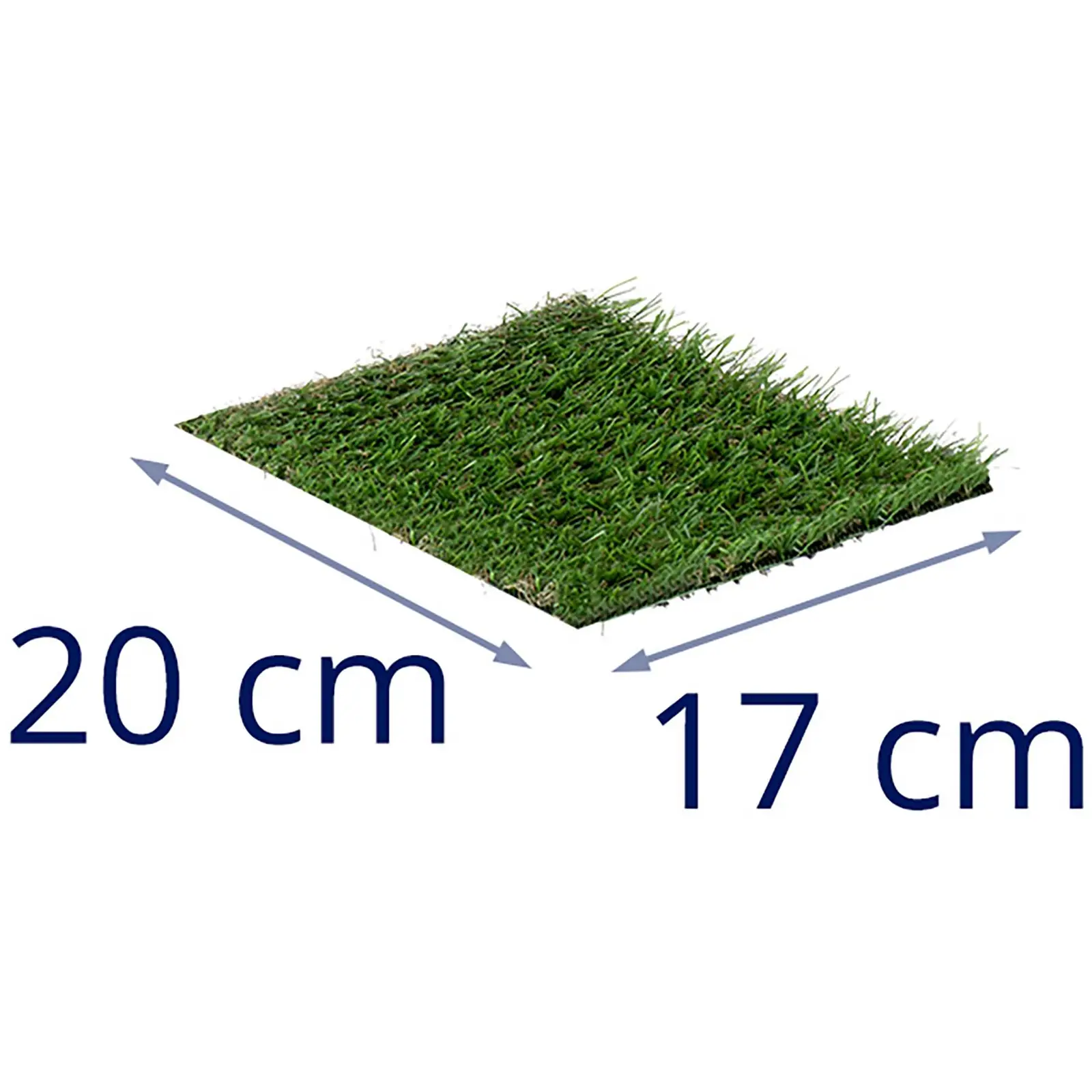 Sztuczna trawa - 3 próbki - każda po {{dimensions_1097}} cm - wysokość: 20 - 30 mm - szybkość ściegu: 20/10 13/10 14/10 cm - odporność na promieniowanie UV