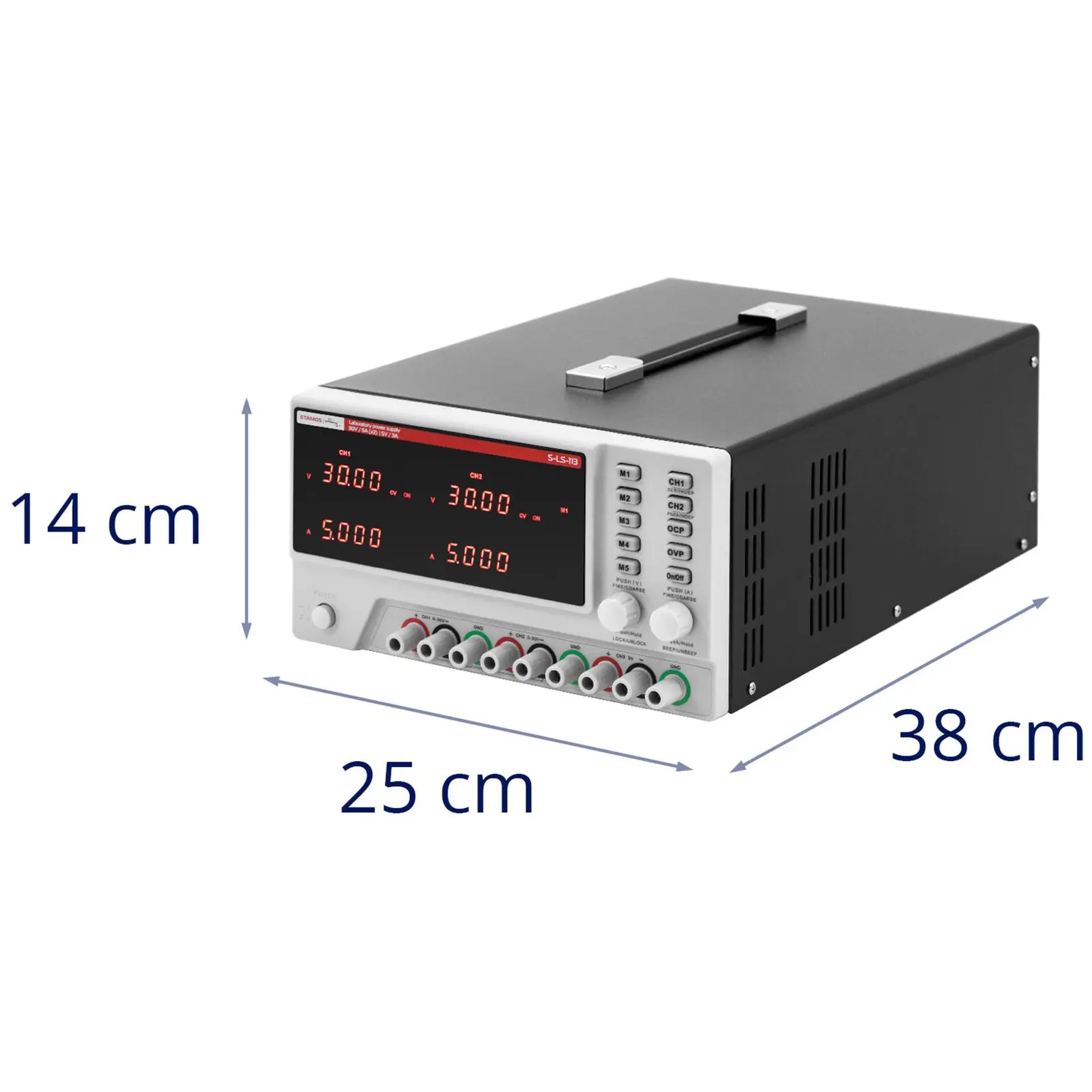 Zasilacz laboratoryjny - 0-30 V - 0-5 DC - 550 W - 5 miejsc pamięci - wyświetlacz LED