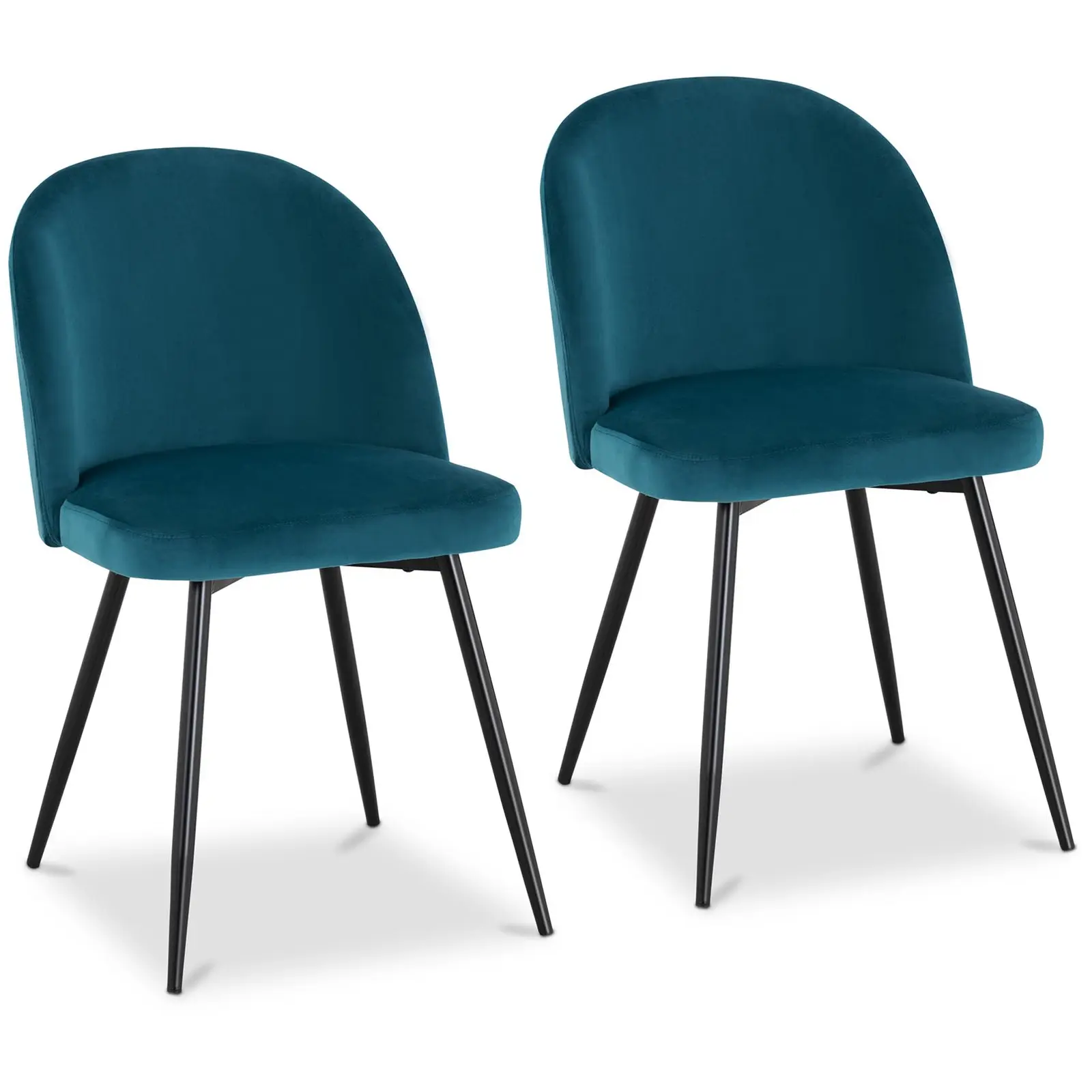 Krzesło tapicerowane - turkusowe - welurowe - 2 szt.