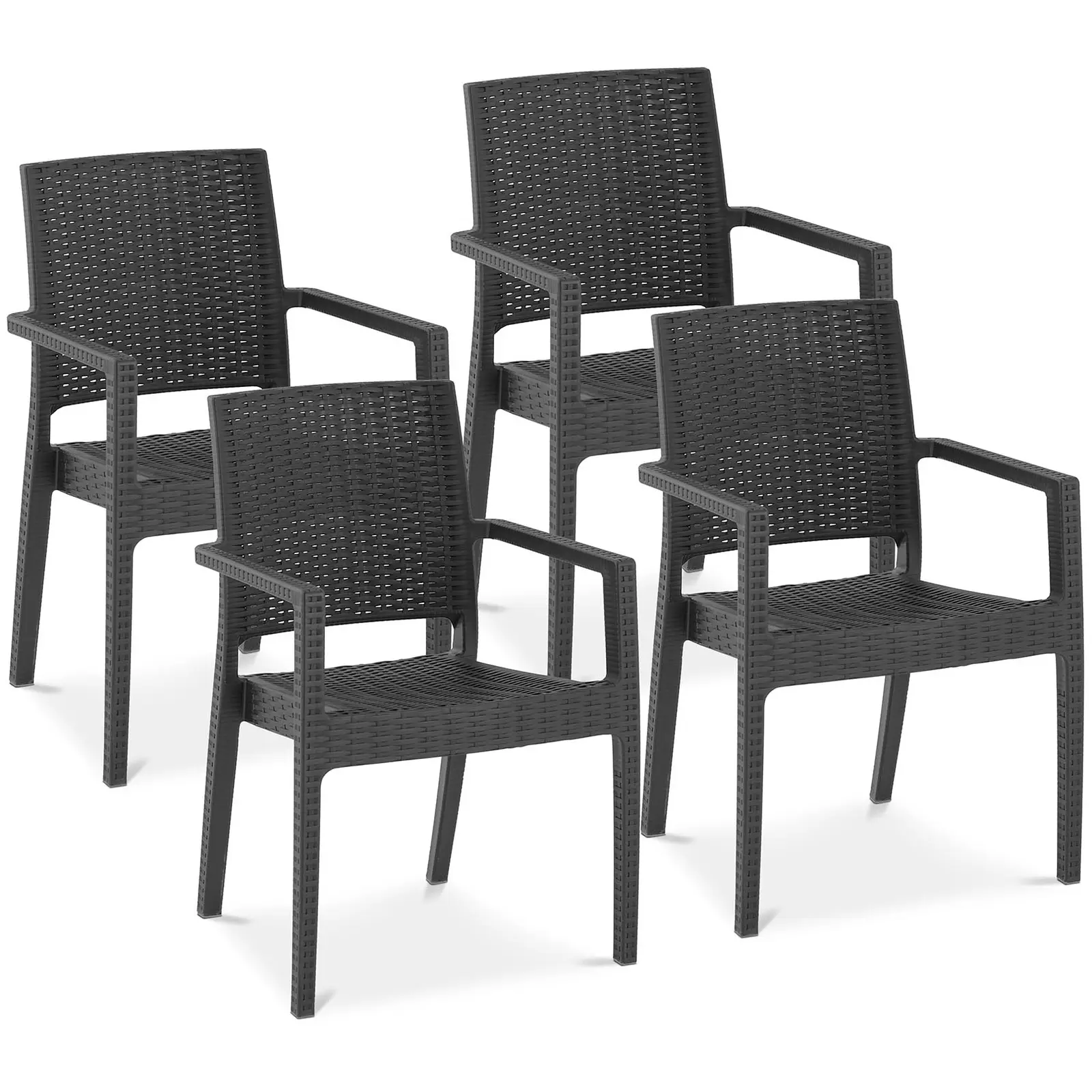Outlet Krzesła - 4 szt. - Royal Catering - do 150 kg - oparcia ażurowe - podłokietniki - czarne