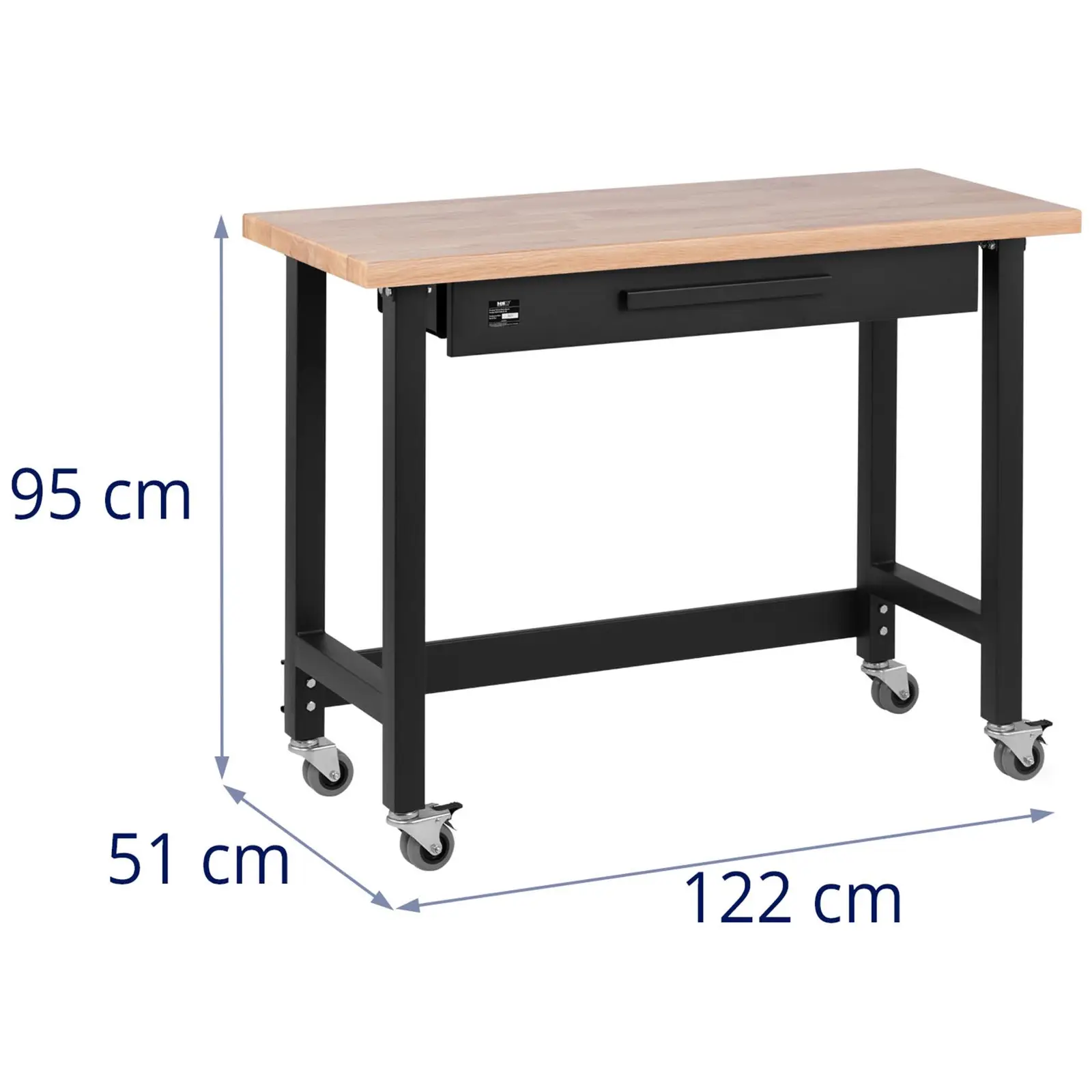 Stół warsztatowy - 122 x 51 cm -  wysokość 95  cm - 227 kg
