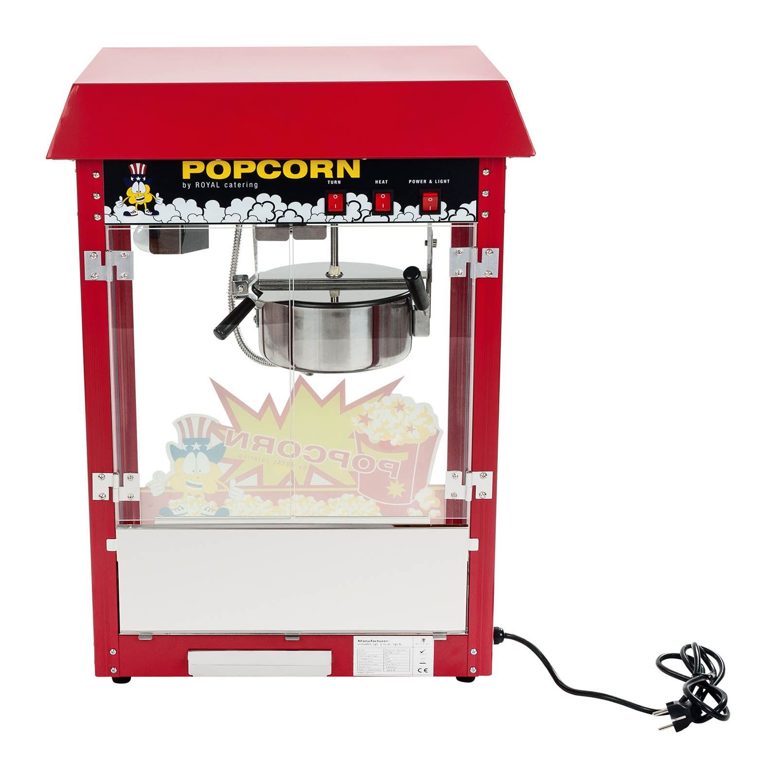 Zestaw Maszyna do waty cukrowej - 52 cm - pokrywa + Maszyna do popcornu - czerwony daszek